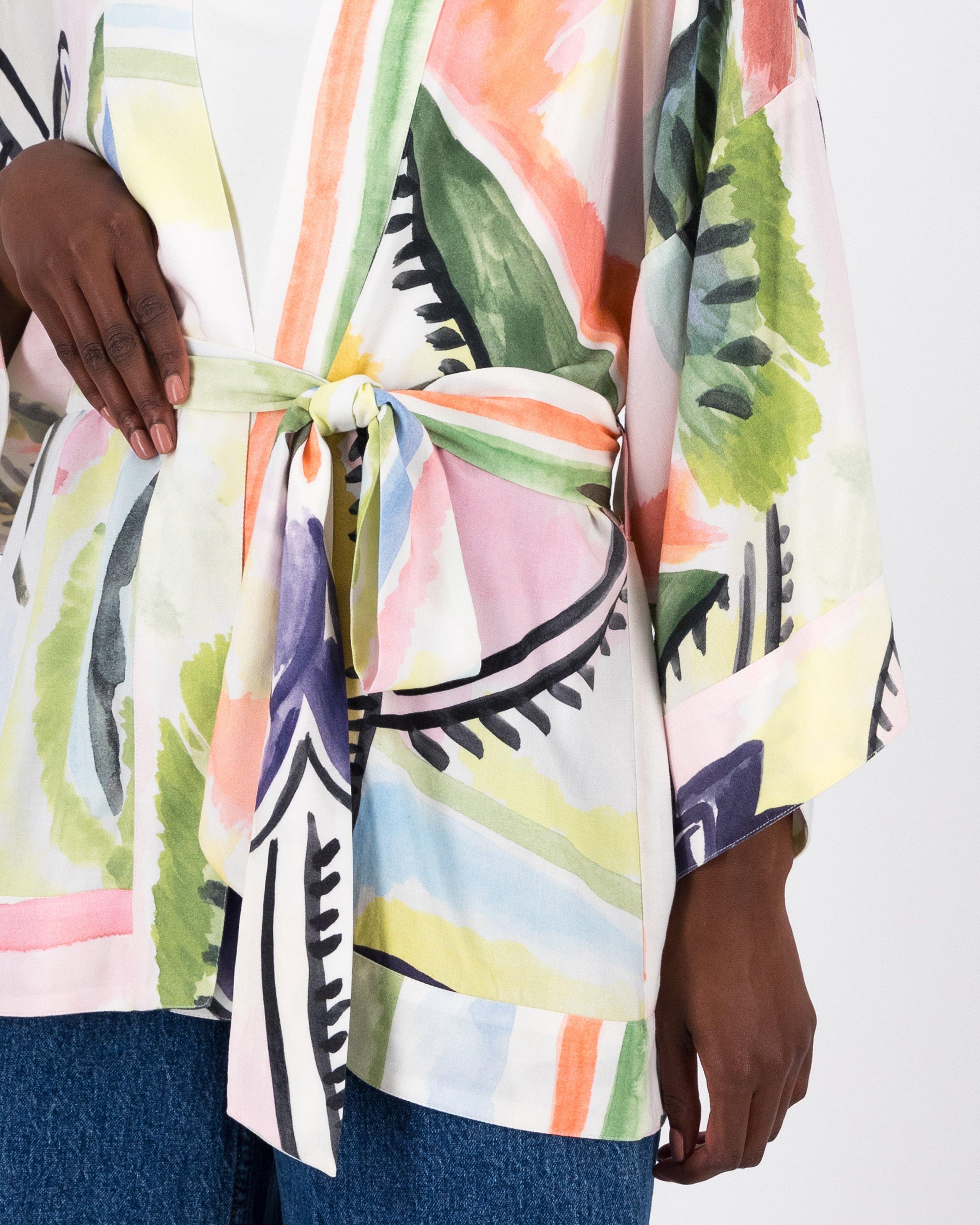 Kimono Zara Imprimé Floral Oriental Bleu - Taille S (8) - Occasion Très Bon état - Style Geisha