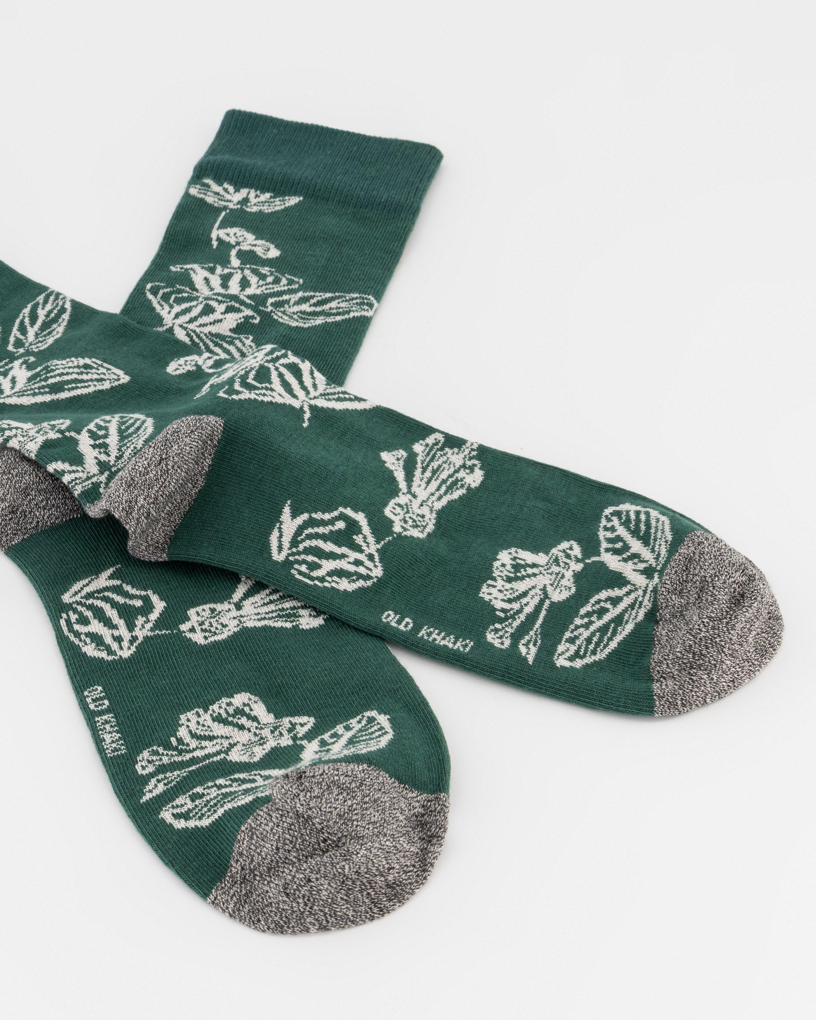 Men’s Floral Socks -  Green