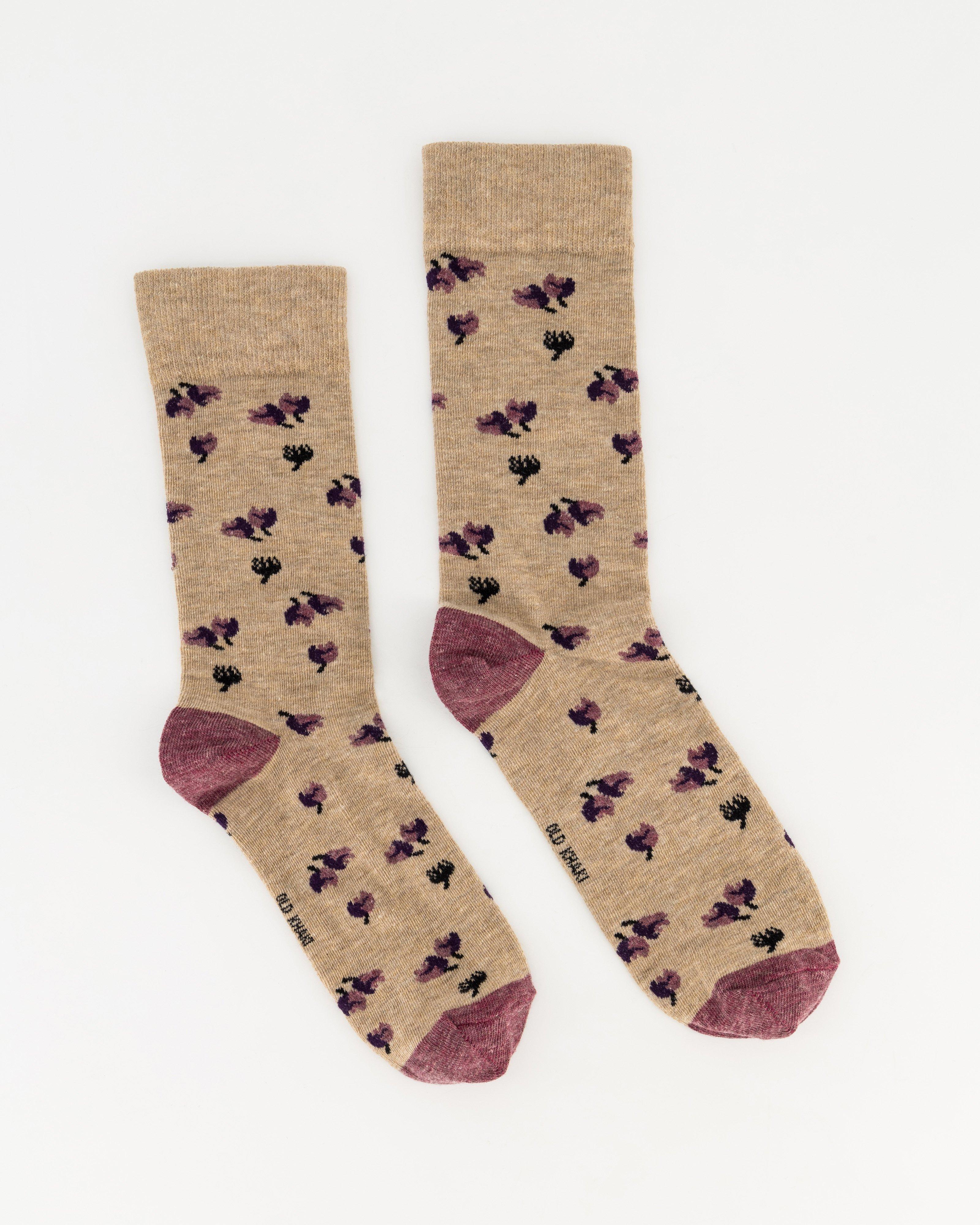 Men’s Todd Thistle Print Socks -  Stone