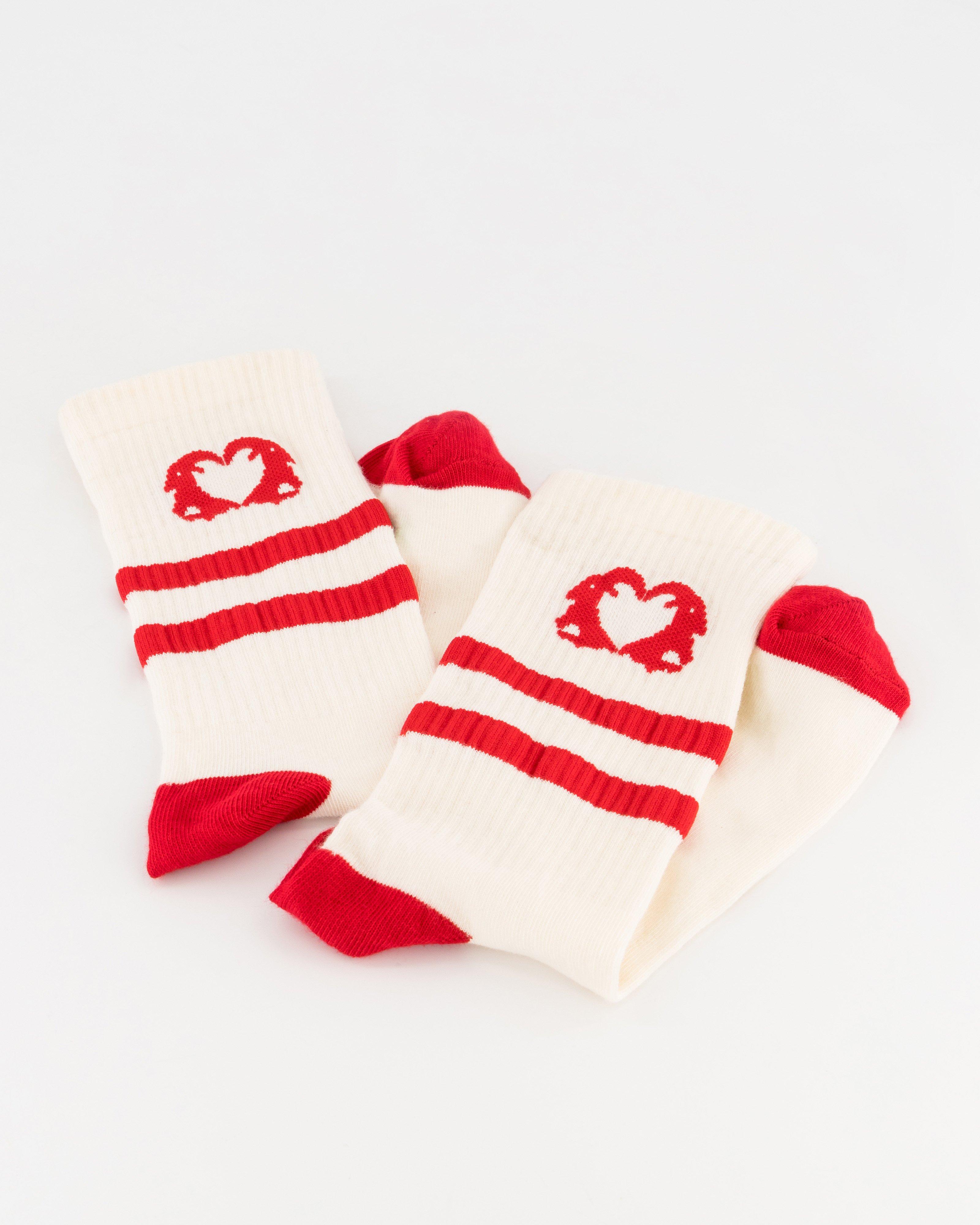 Unisex Vivo Heart Groat Socks 2-Pack  -  White