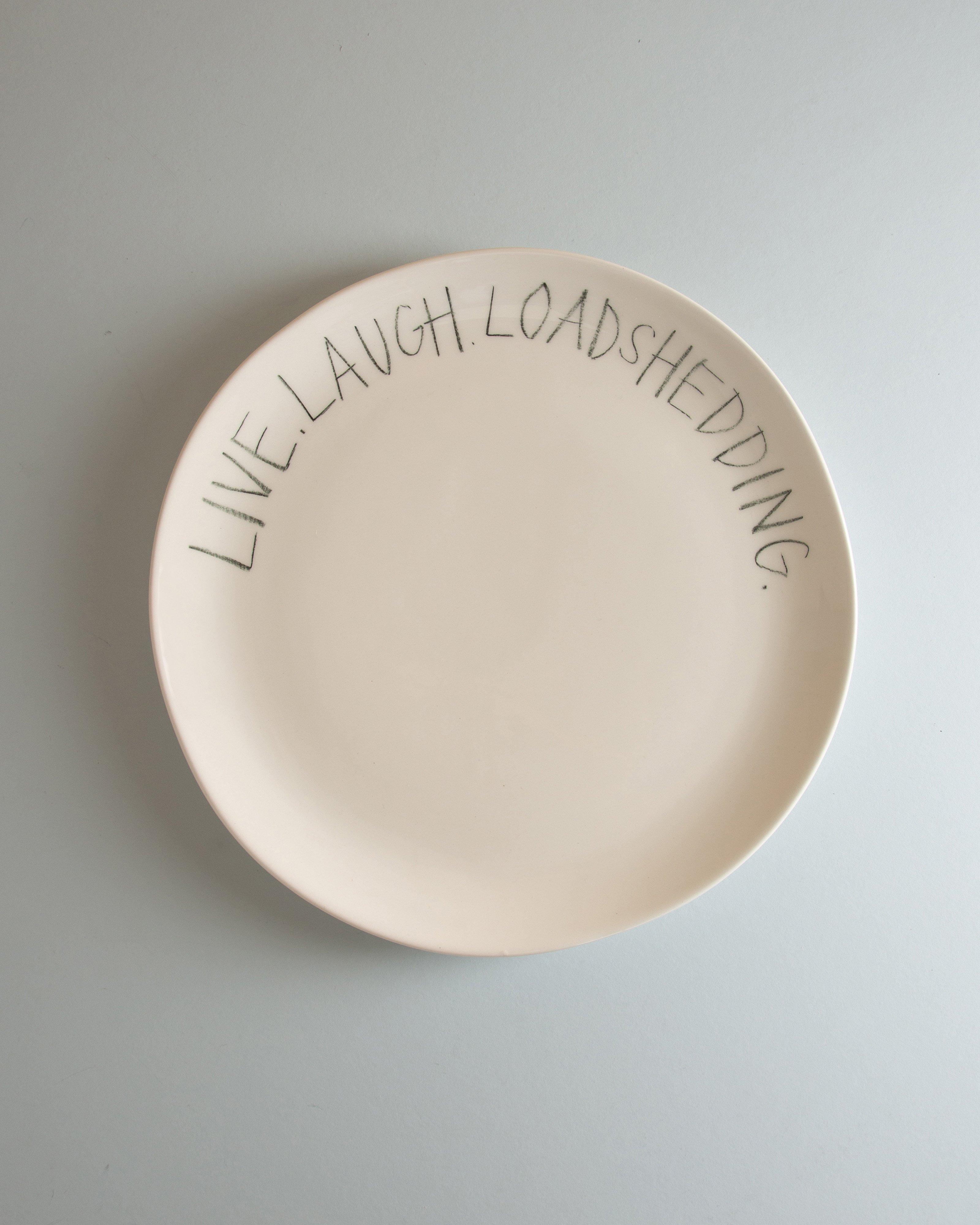 The Detailsmith "Live Laugh" Medium Dinner Plate -  White