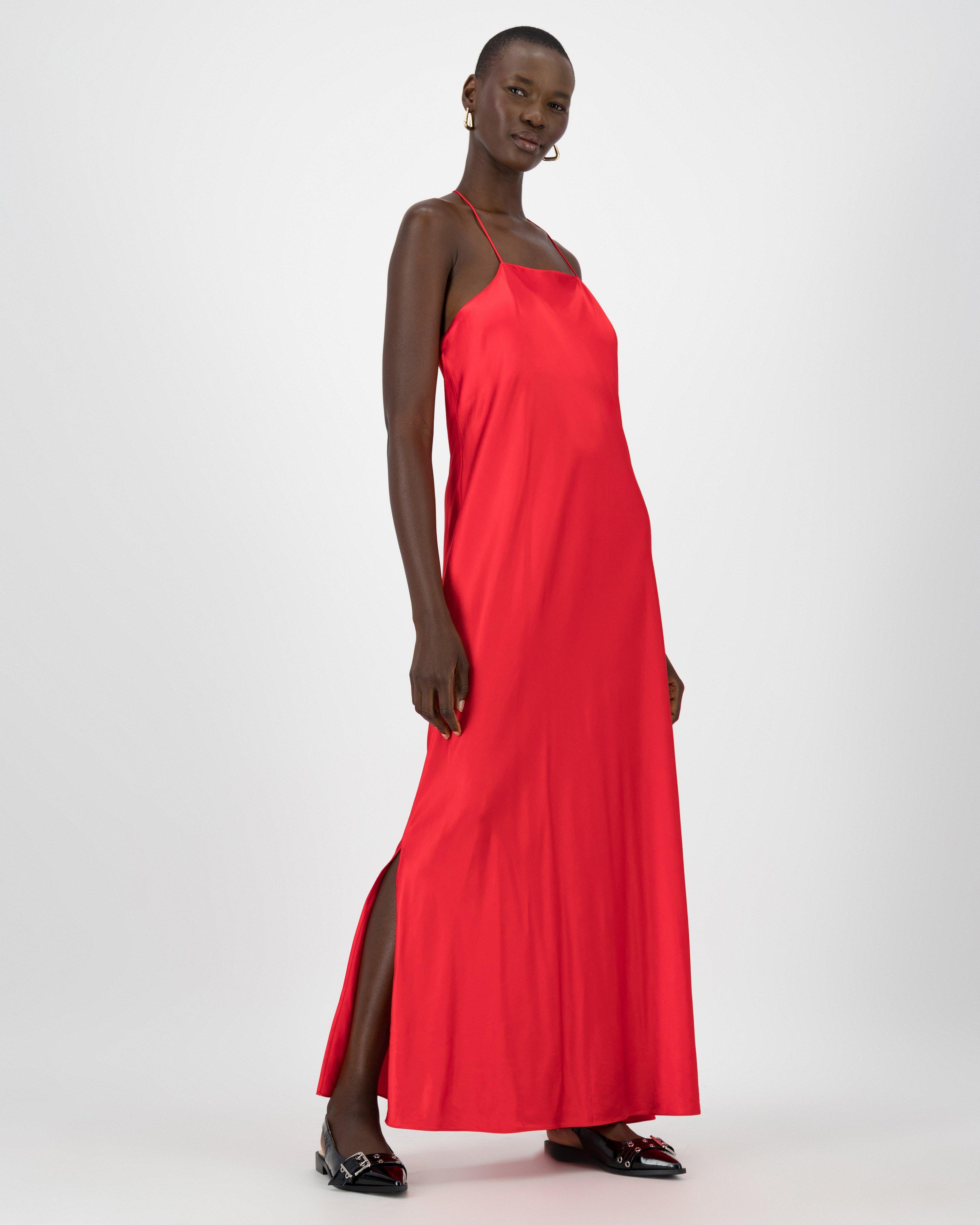 Cora Sateen Sheath Dress -  Red