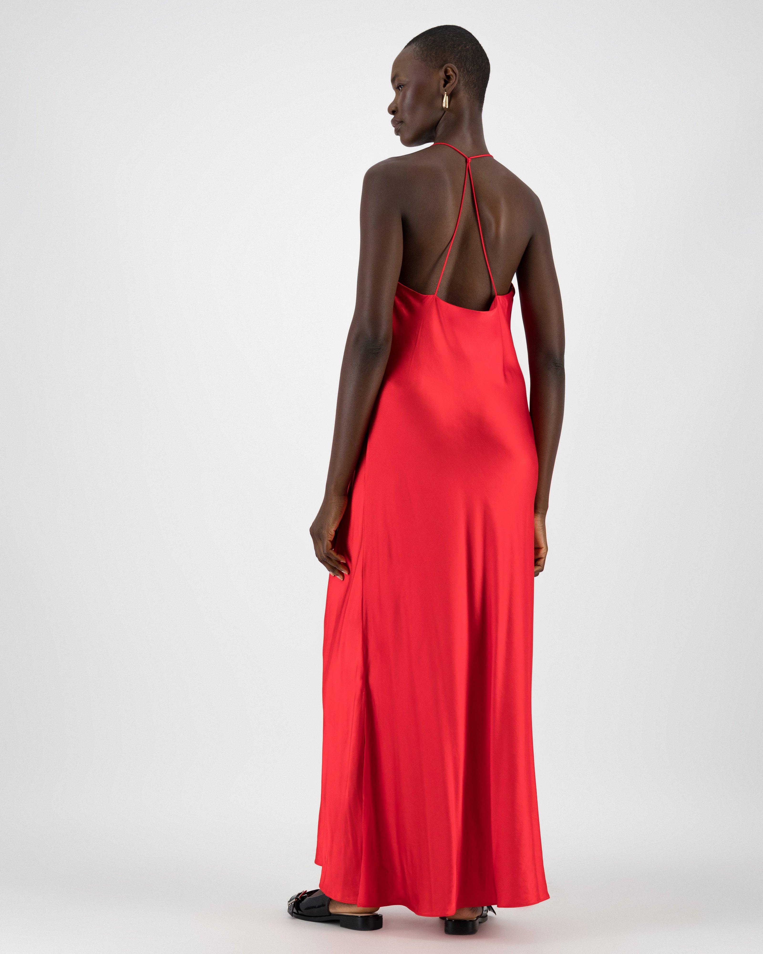 Cora Sateen Sheath Dress -  Red