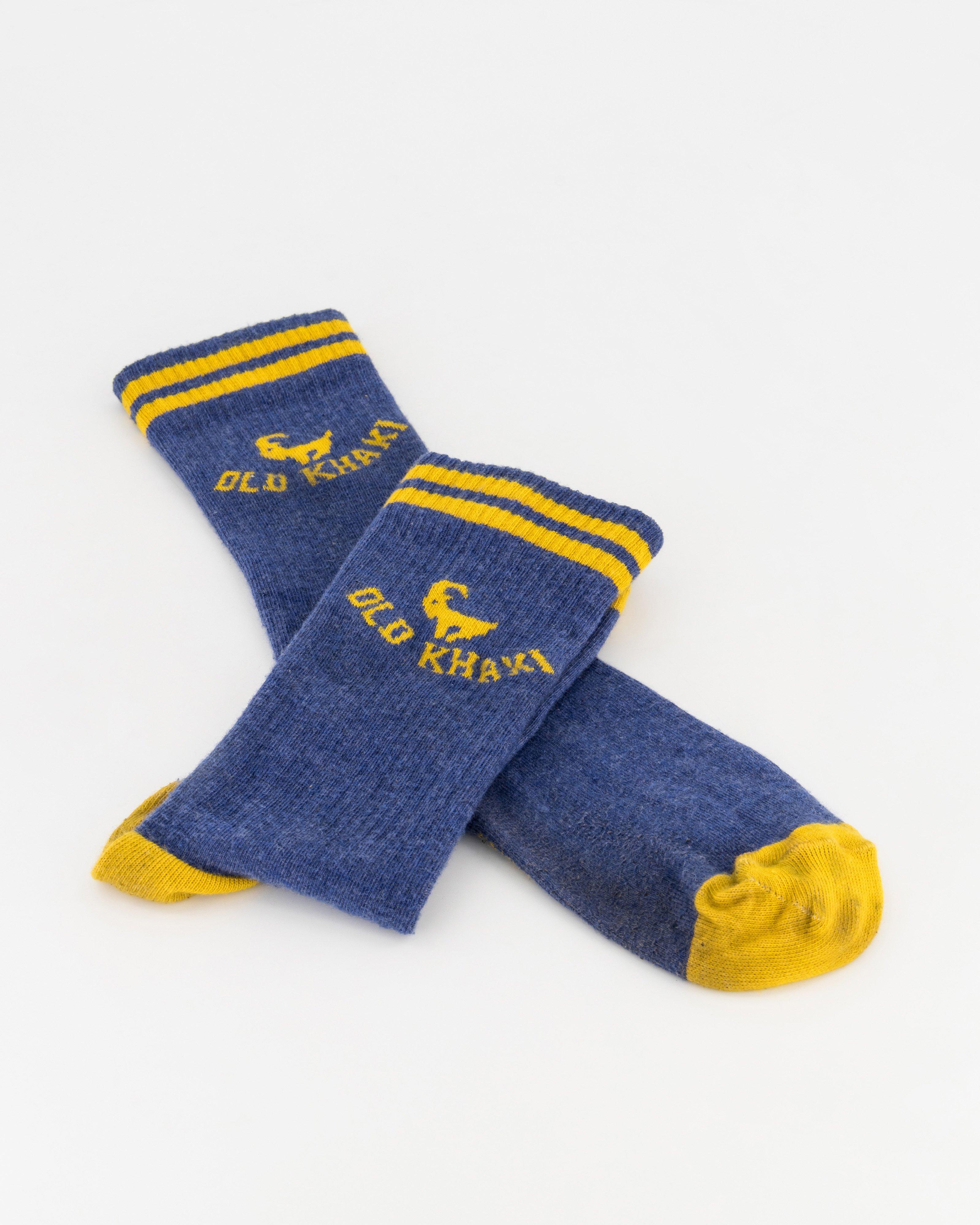 Men’s Trenton Stripe Ribbed Collegiate Socks -  Blue