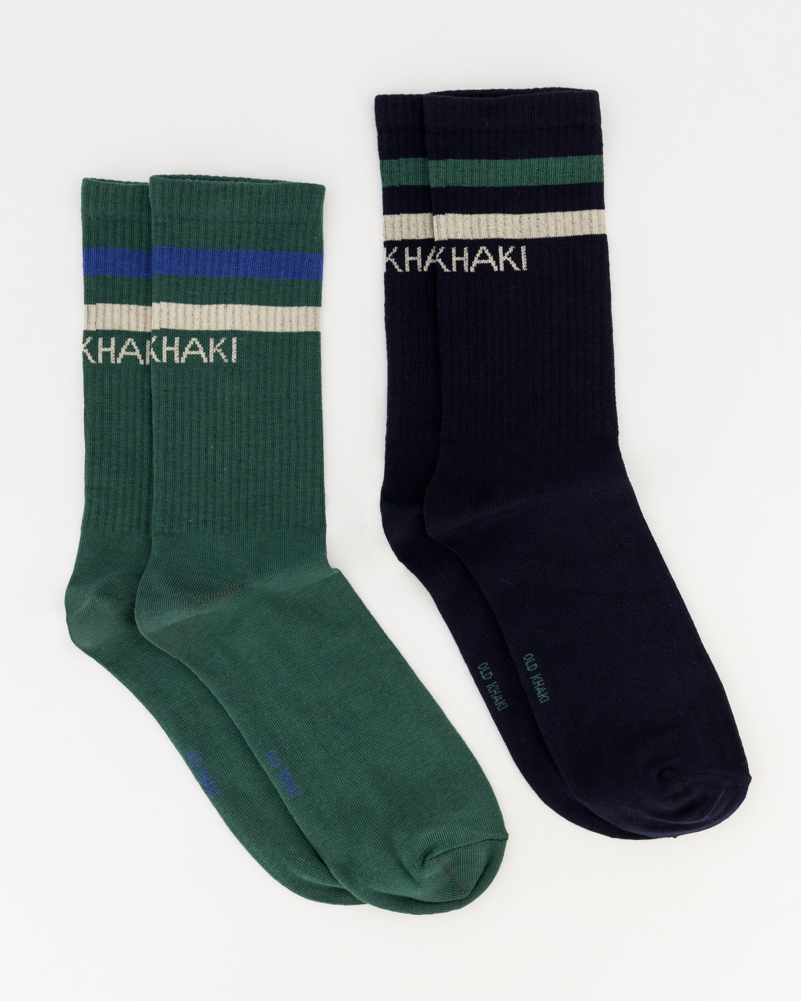 Men’s 2-Pack Finch Ribbed Striped Socks  -  Green