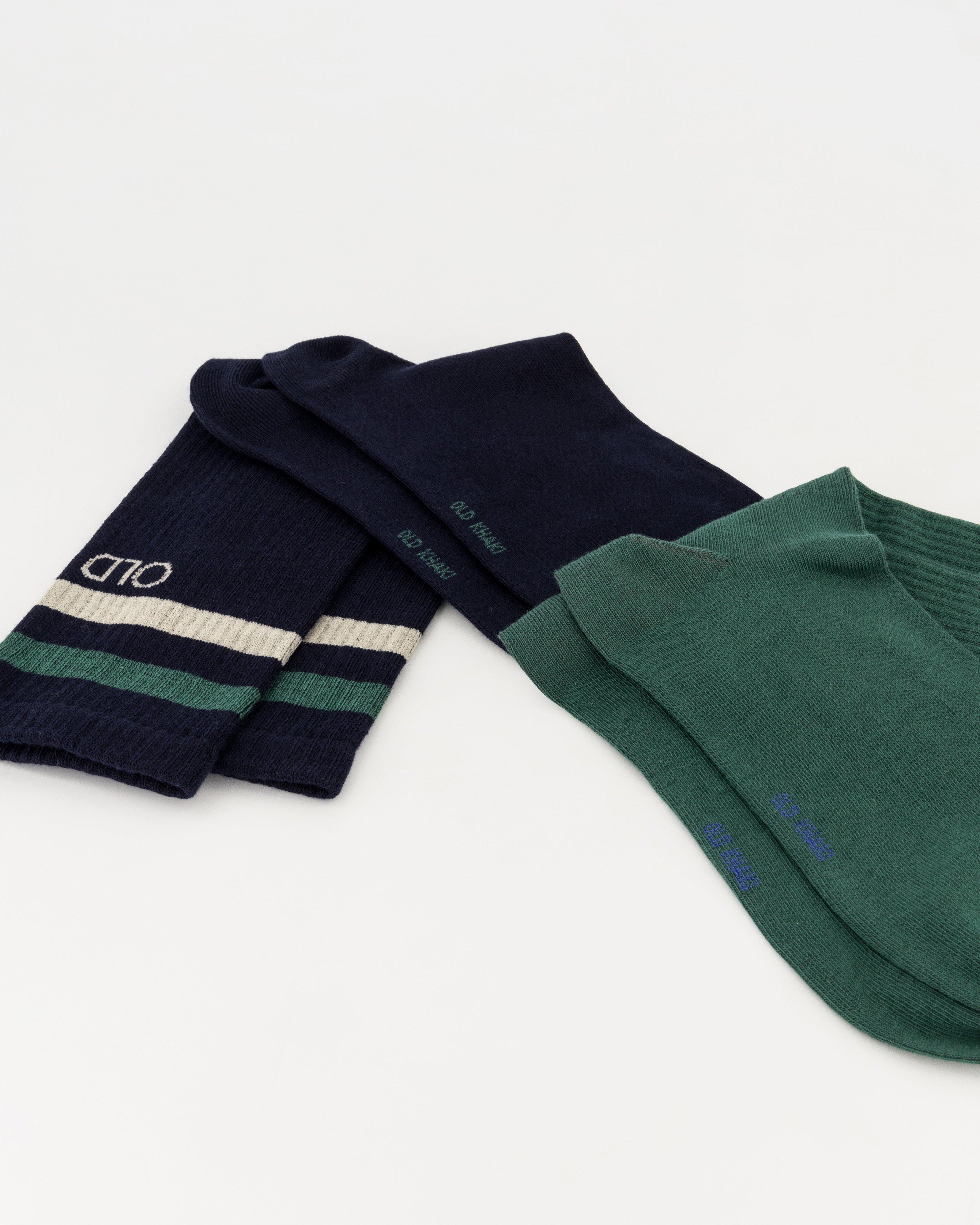 Men’s 2-Pack Finch Ribbed Striped Socks  -  Green