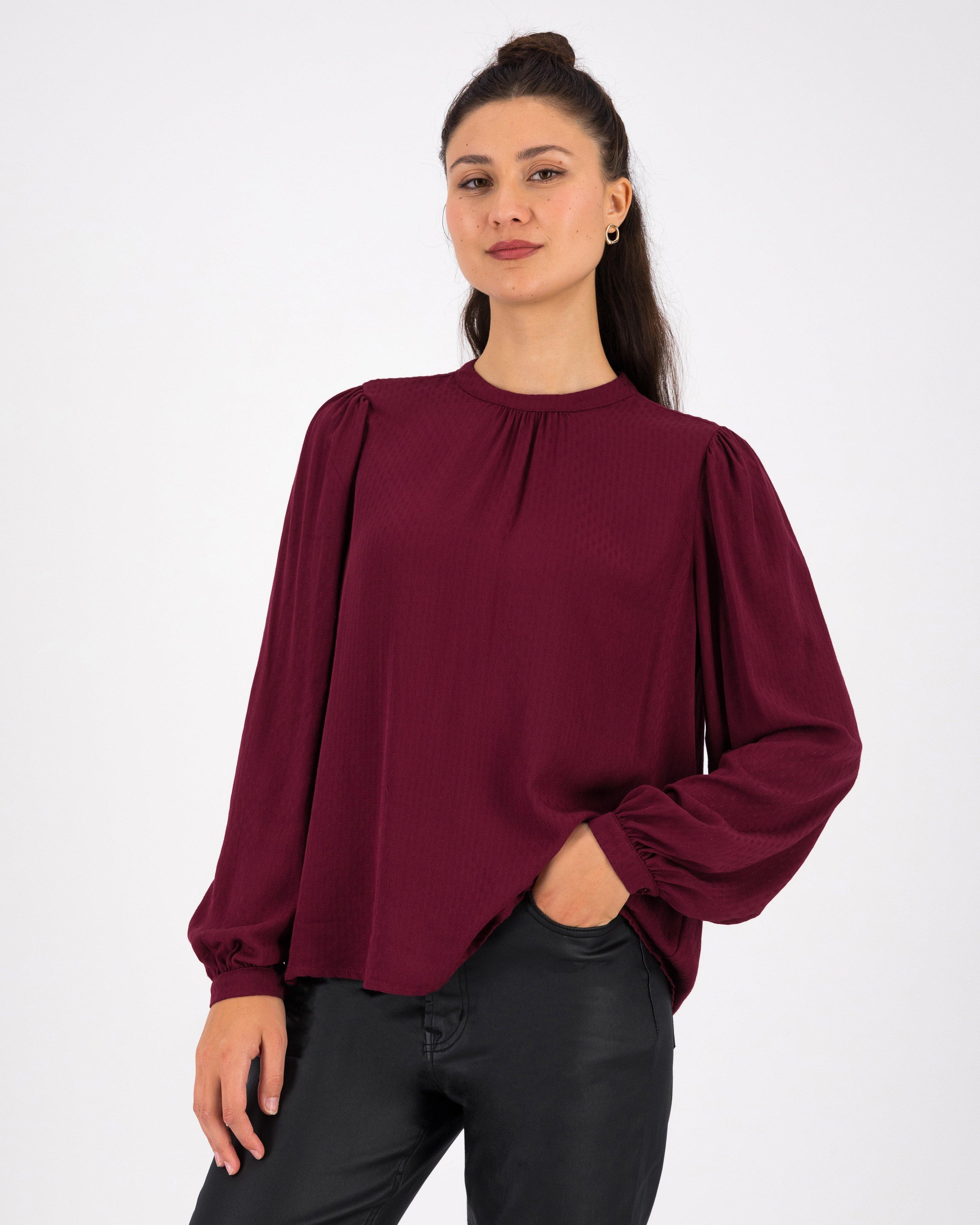 Women’s Angela Textured Blouse -  Burgundy