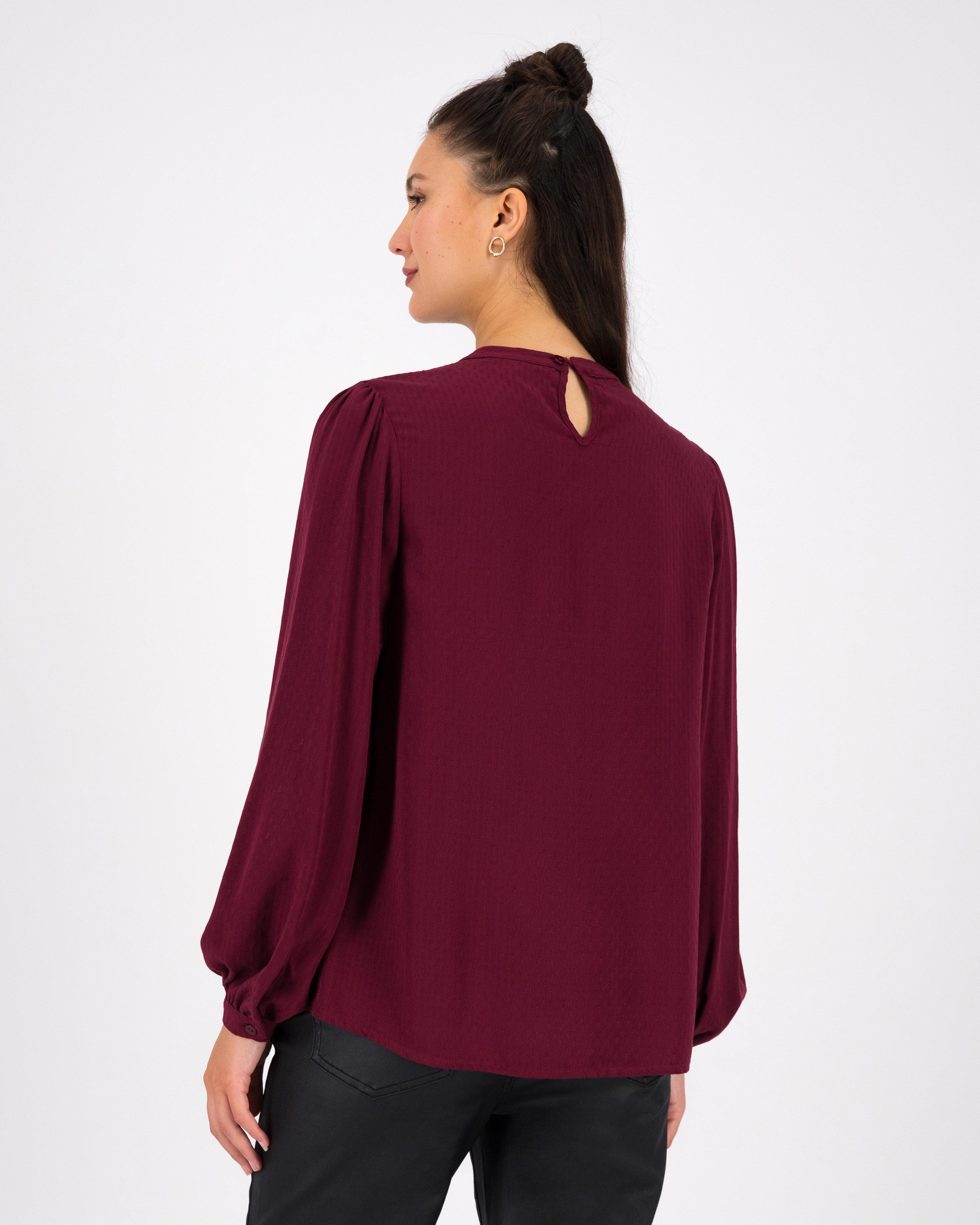 Women’s Angela Textured Blouse -  Burgundy