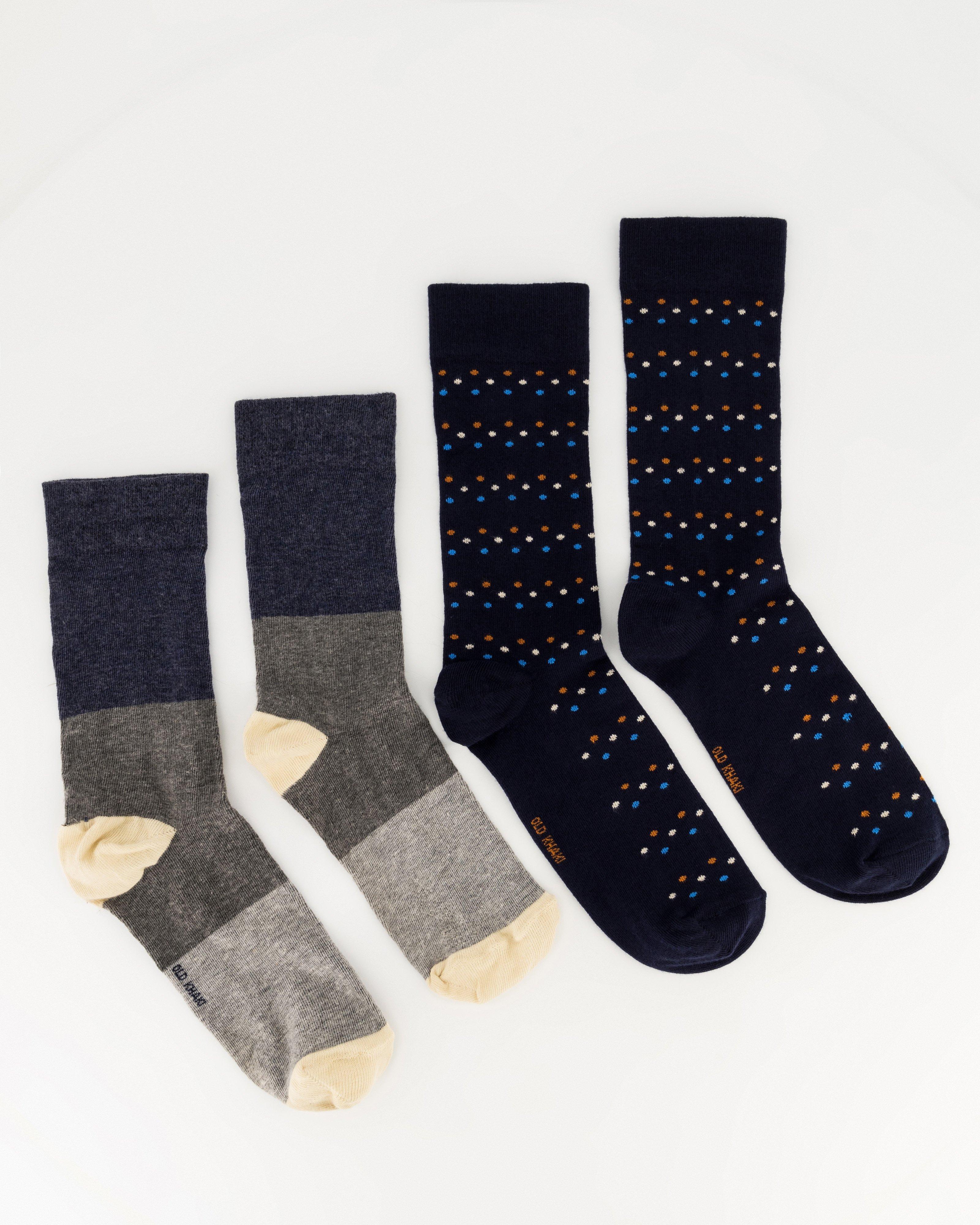 Men’s 2-Pack Barry Dot & Stripe Socks -  Grey