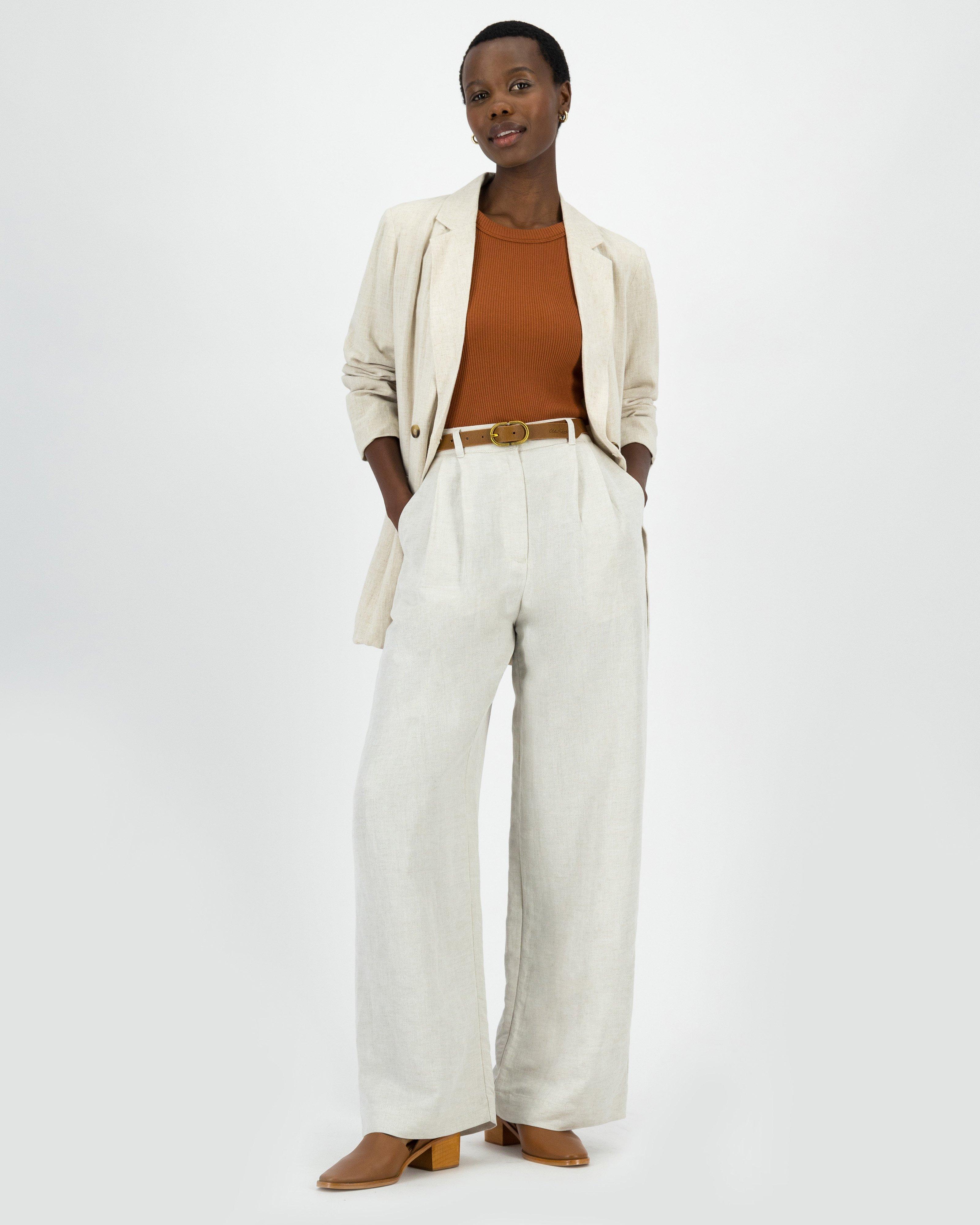 Women’s Ally Linen Pleated Pants  -  Stone