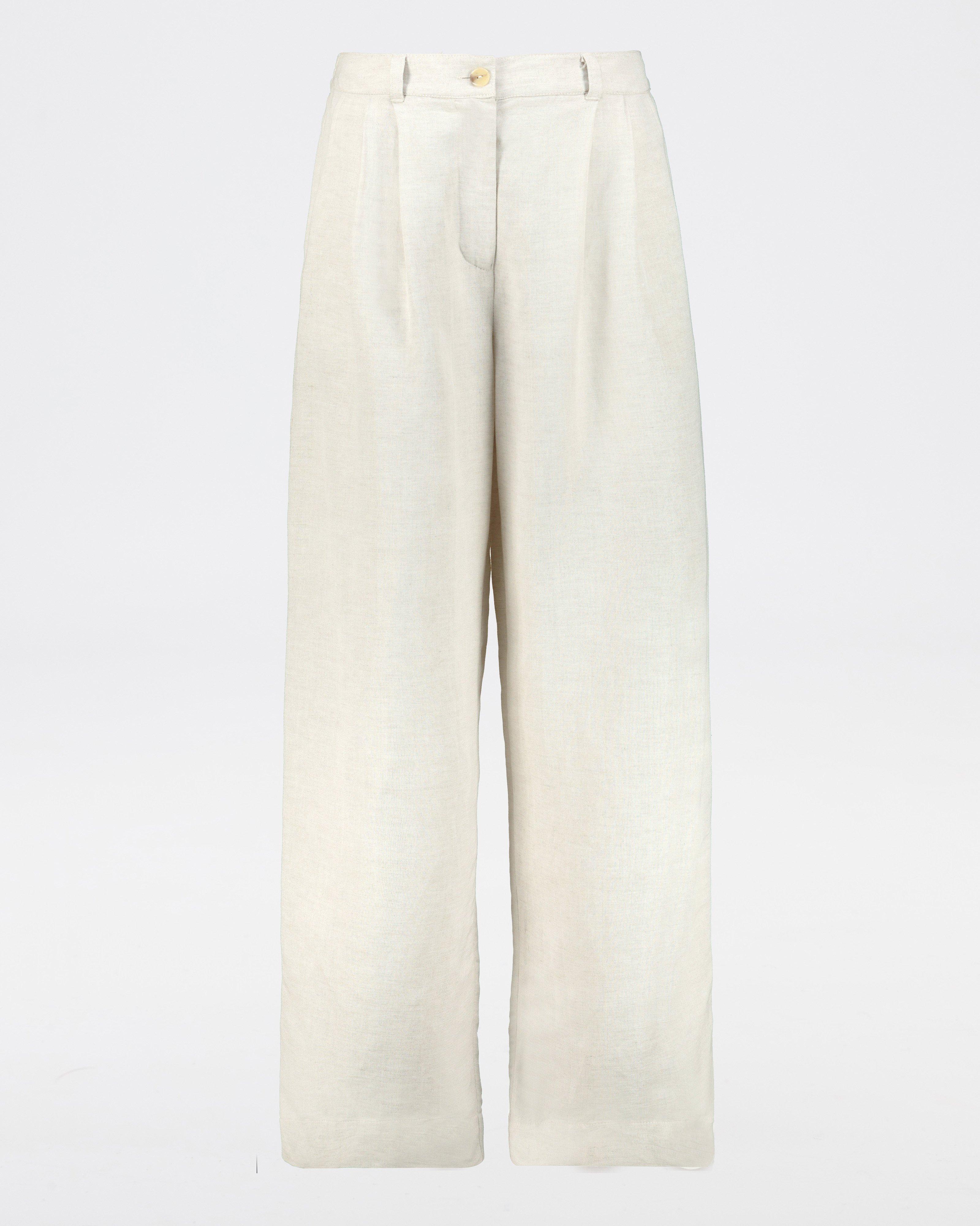 Women’s Ally Linen Pleated Pants  -  Stone