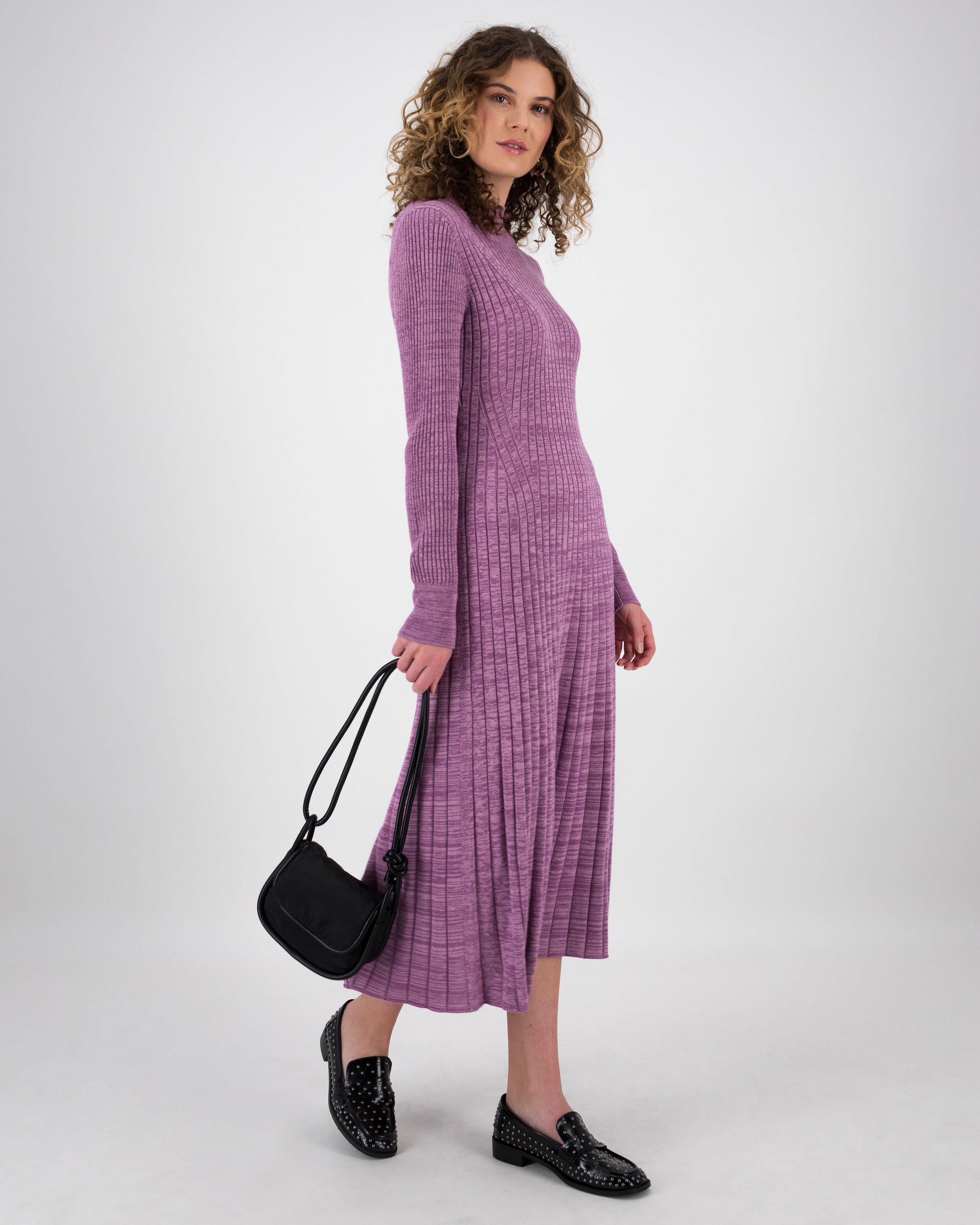 Ophelia Ribbed Dress -  Purple