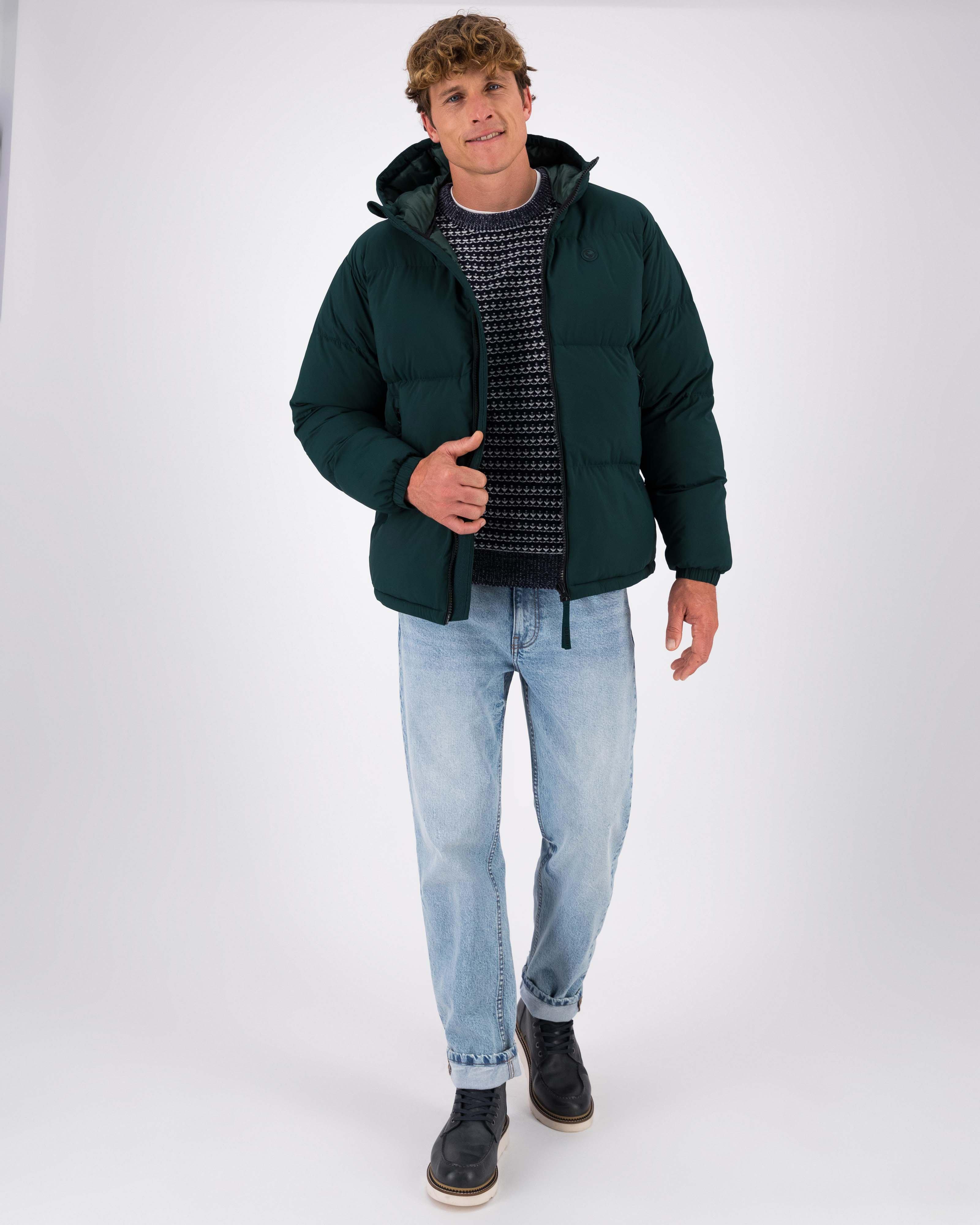 Men’s Burke Hooded Puffer Jacket -  Dark Green