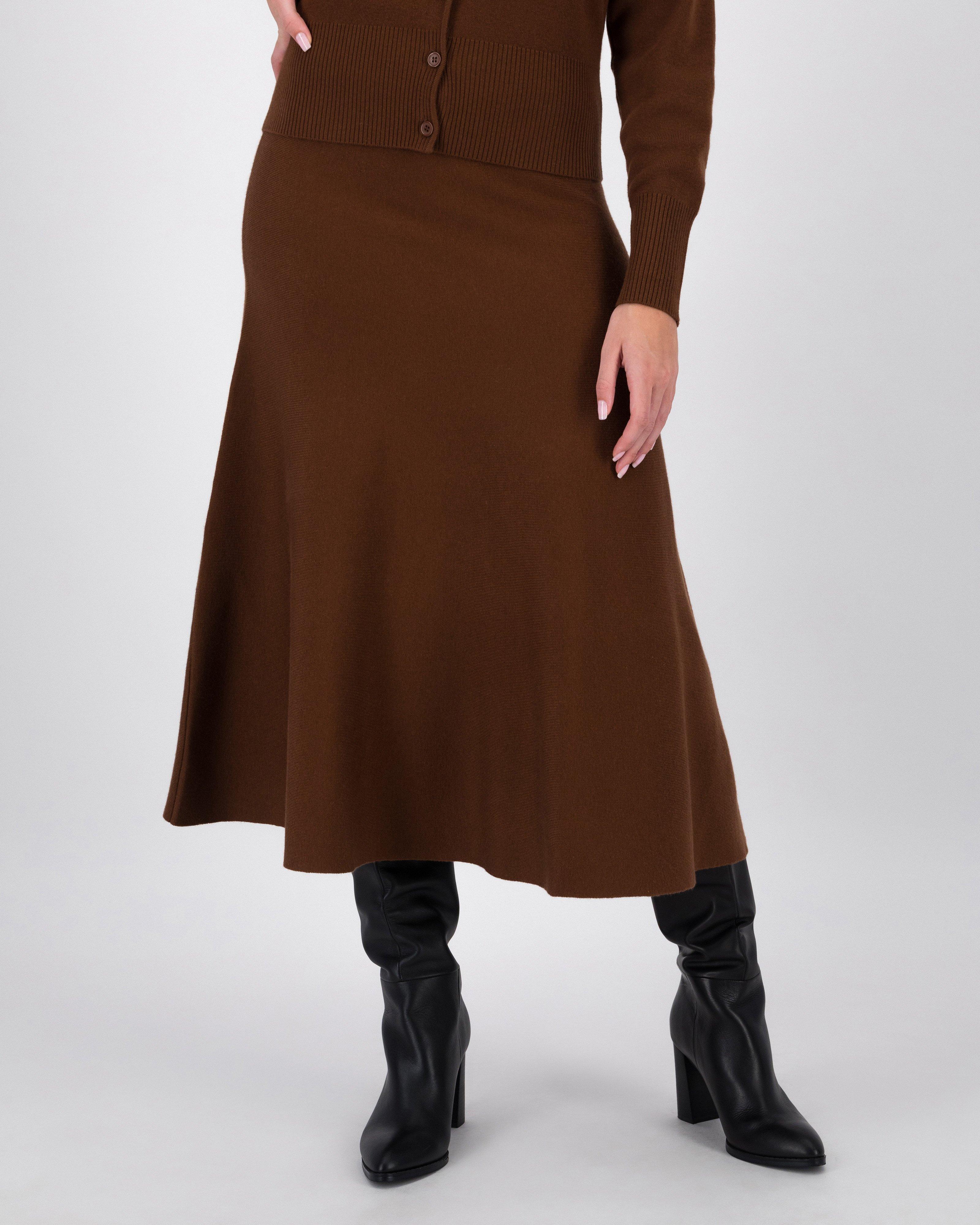 Valeria Knitted Skirt -  Brown