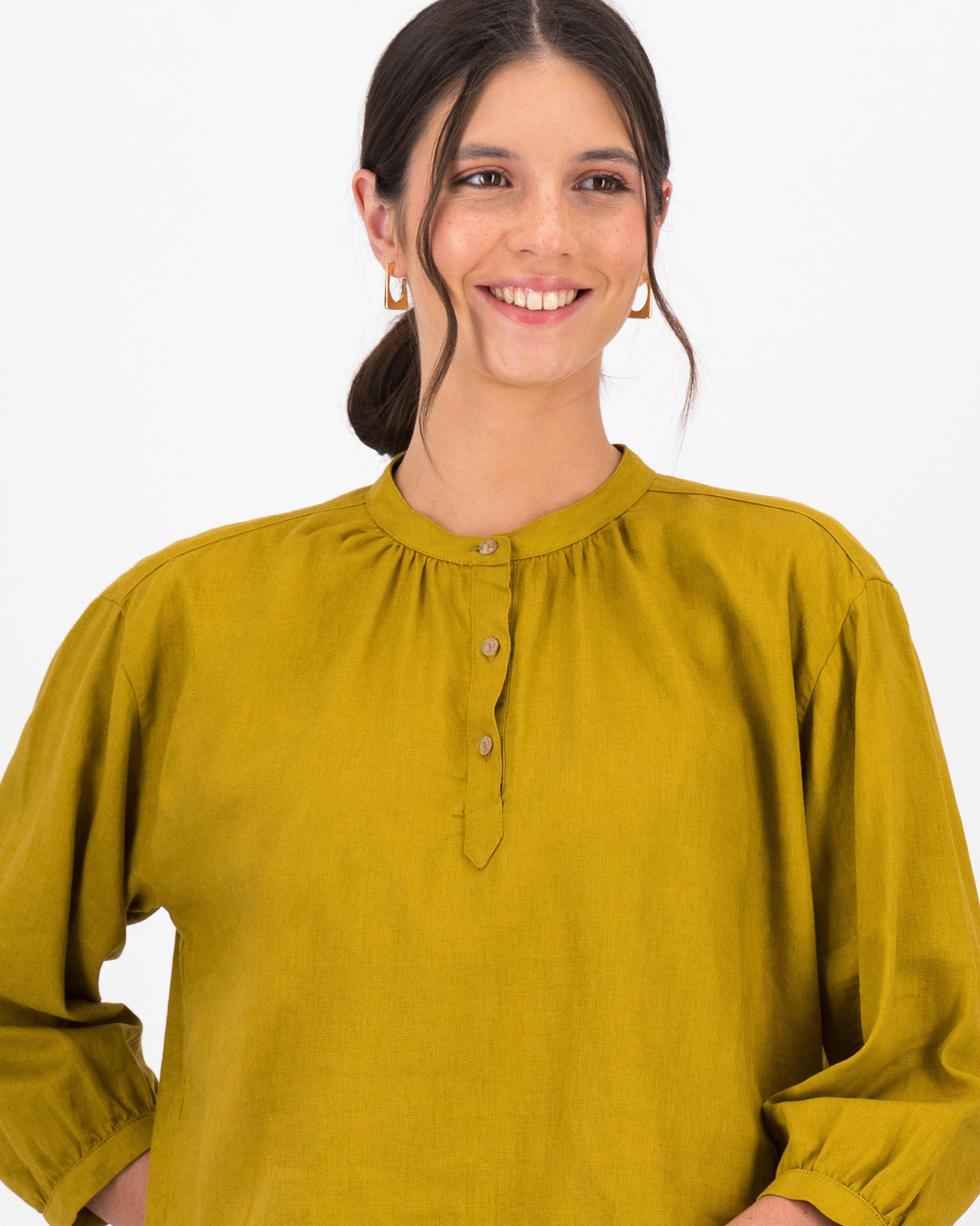 Old Khaki Edith Mandarin Collar Blouse -  Camel