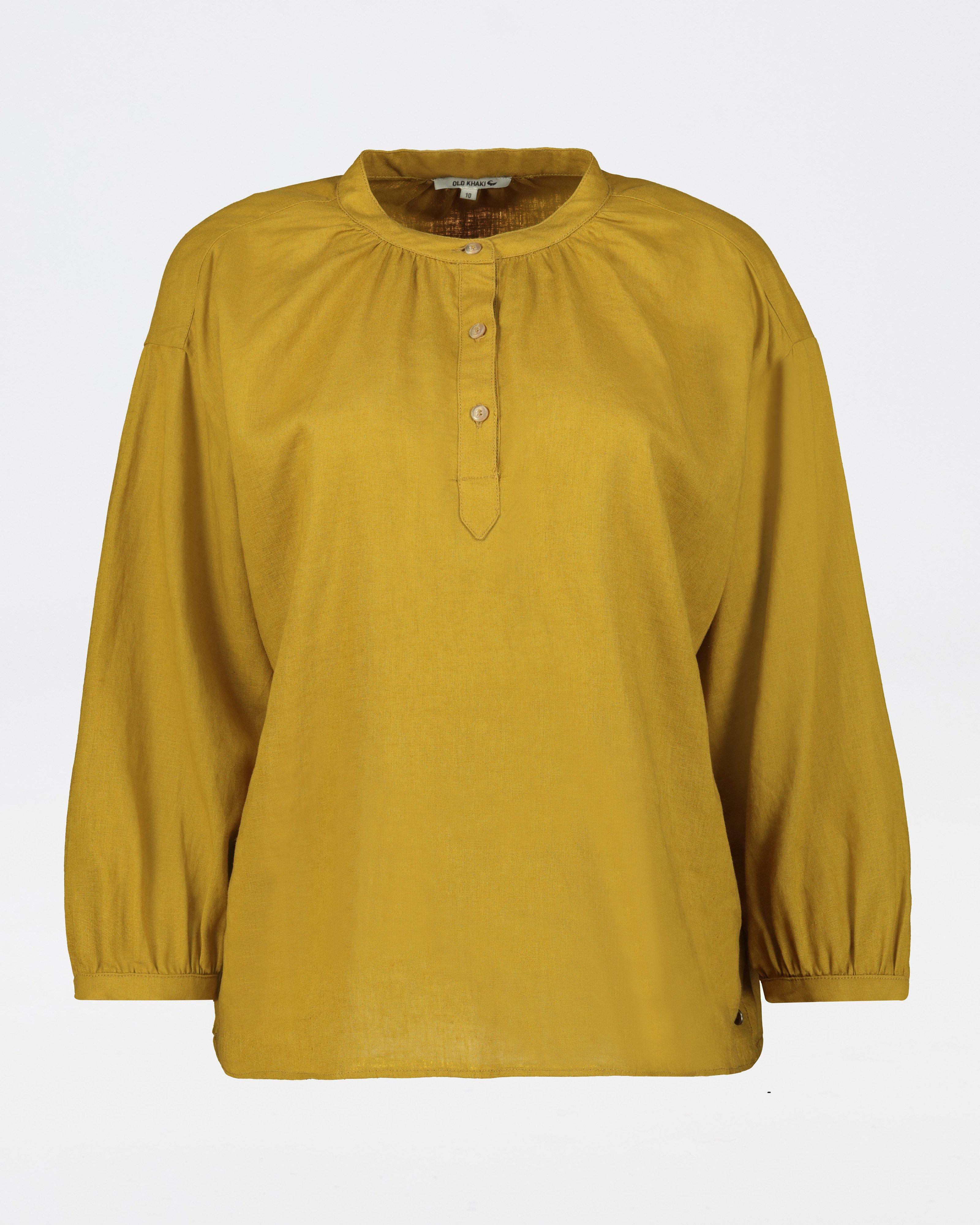 Old Khaki Edith Mandarin Collar Blouse -  Camel