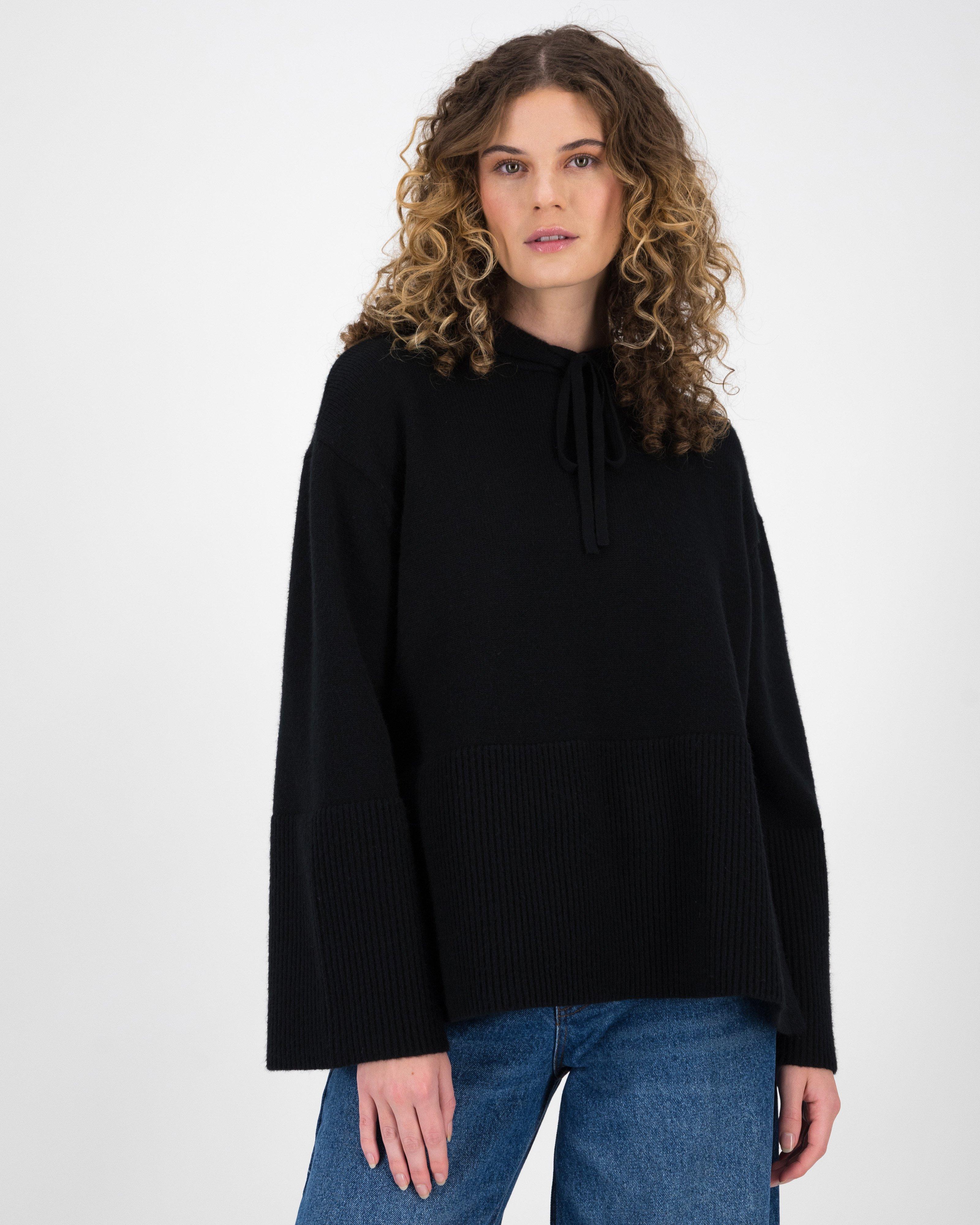 Jodie Hooded Knit -  Black