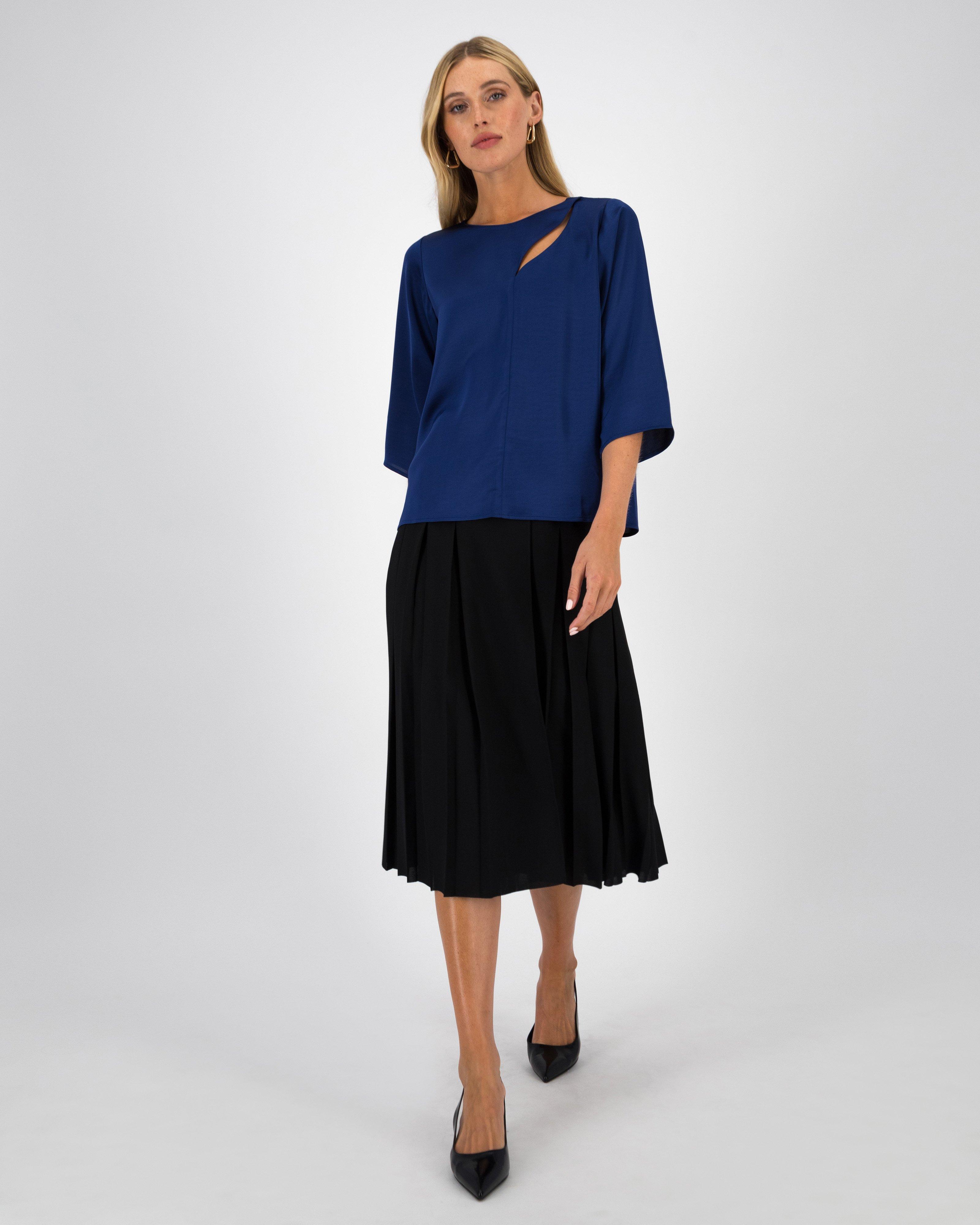 Ella Cut-Out Detail Blouse -  Blue