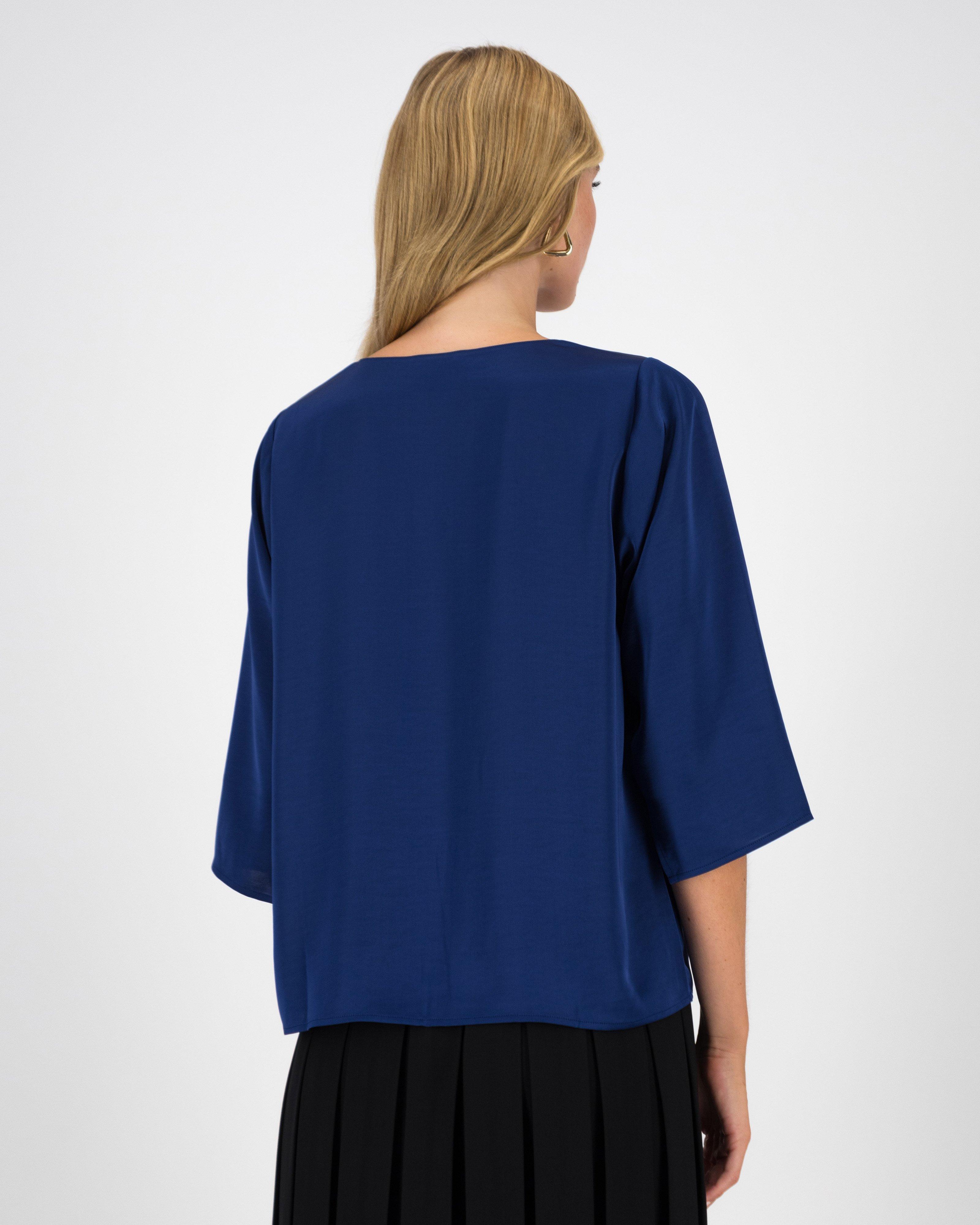 Ella Cut-Out Detail Blouse -  Blue