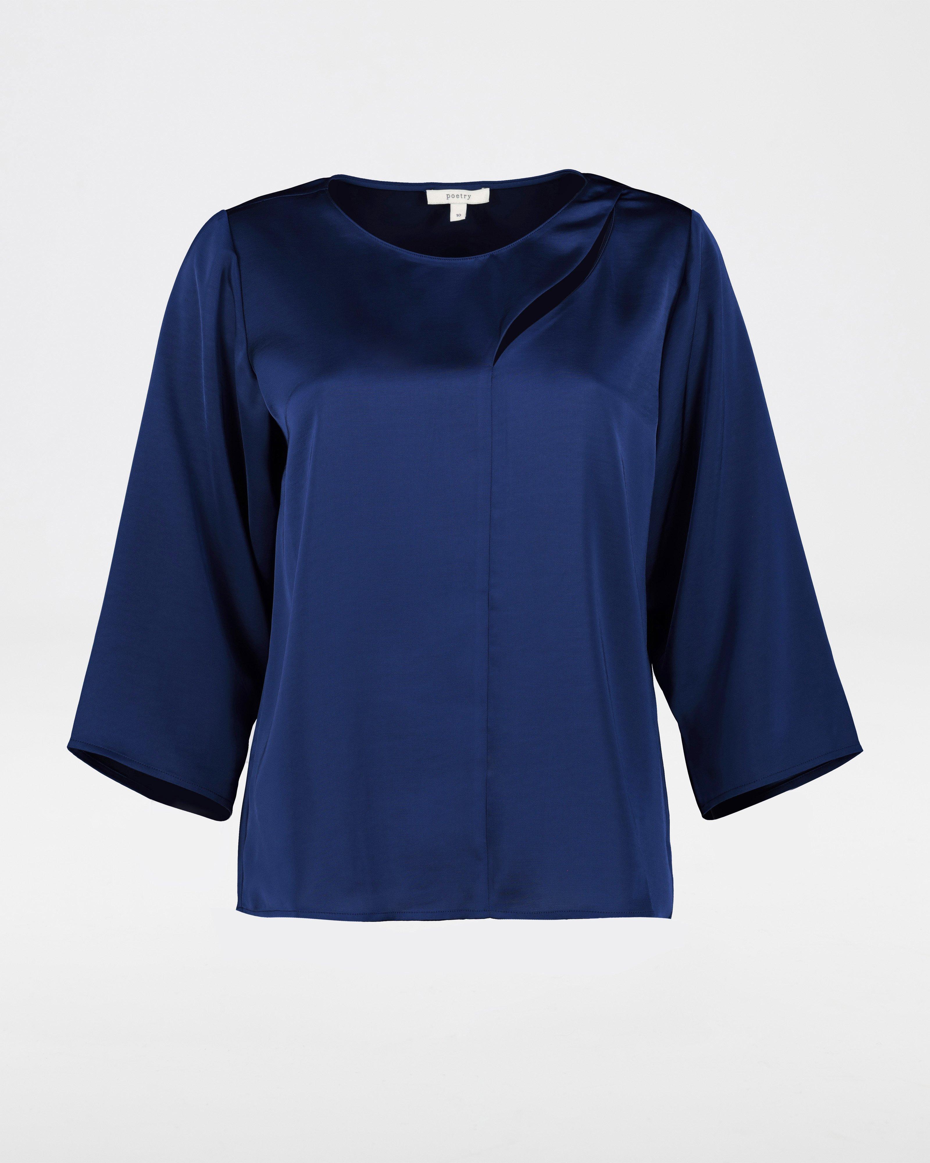 Ella Cut-Out Detail Blouse -  Blue