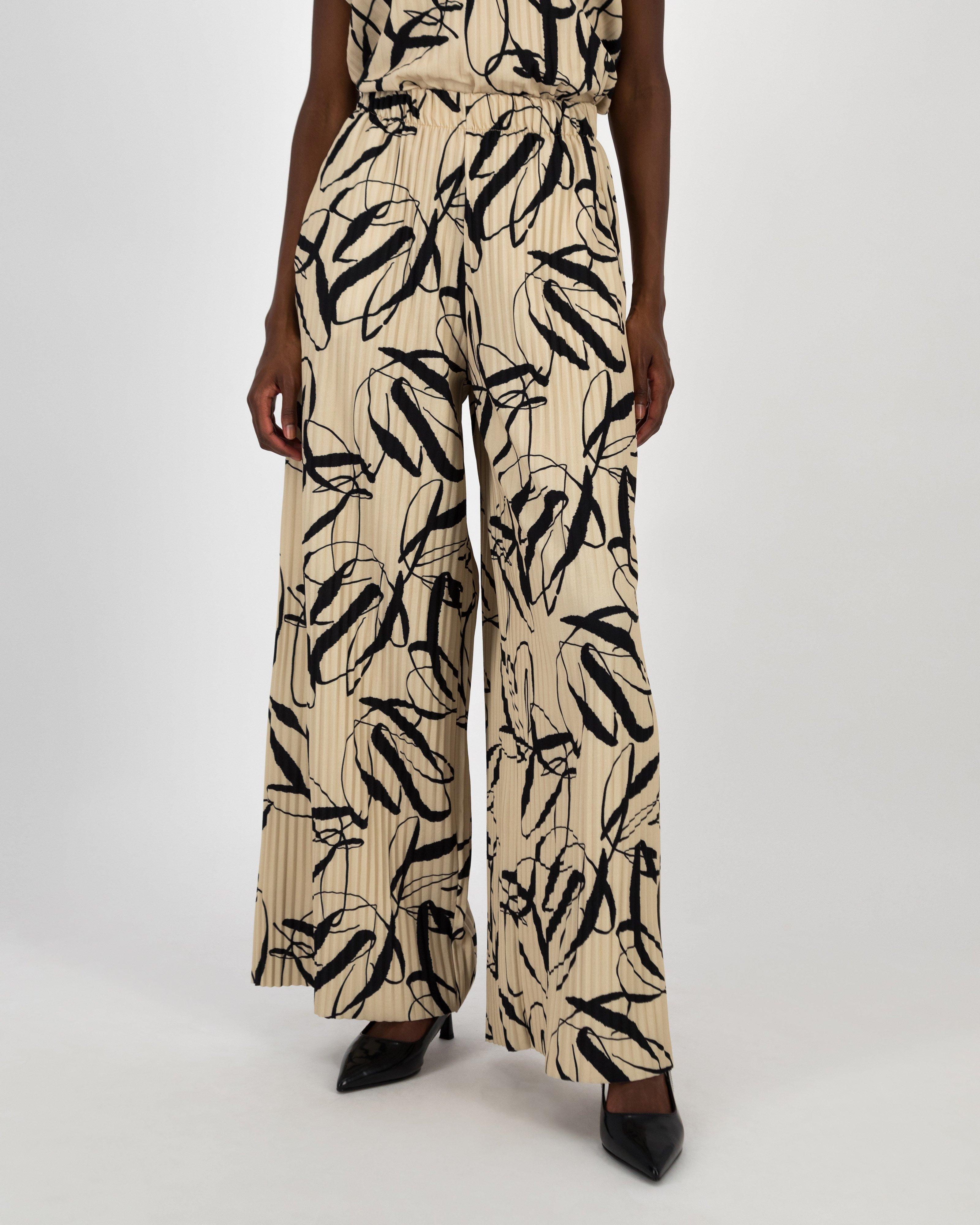 Winni Printed Crinkle Pant -  Milk