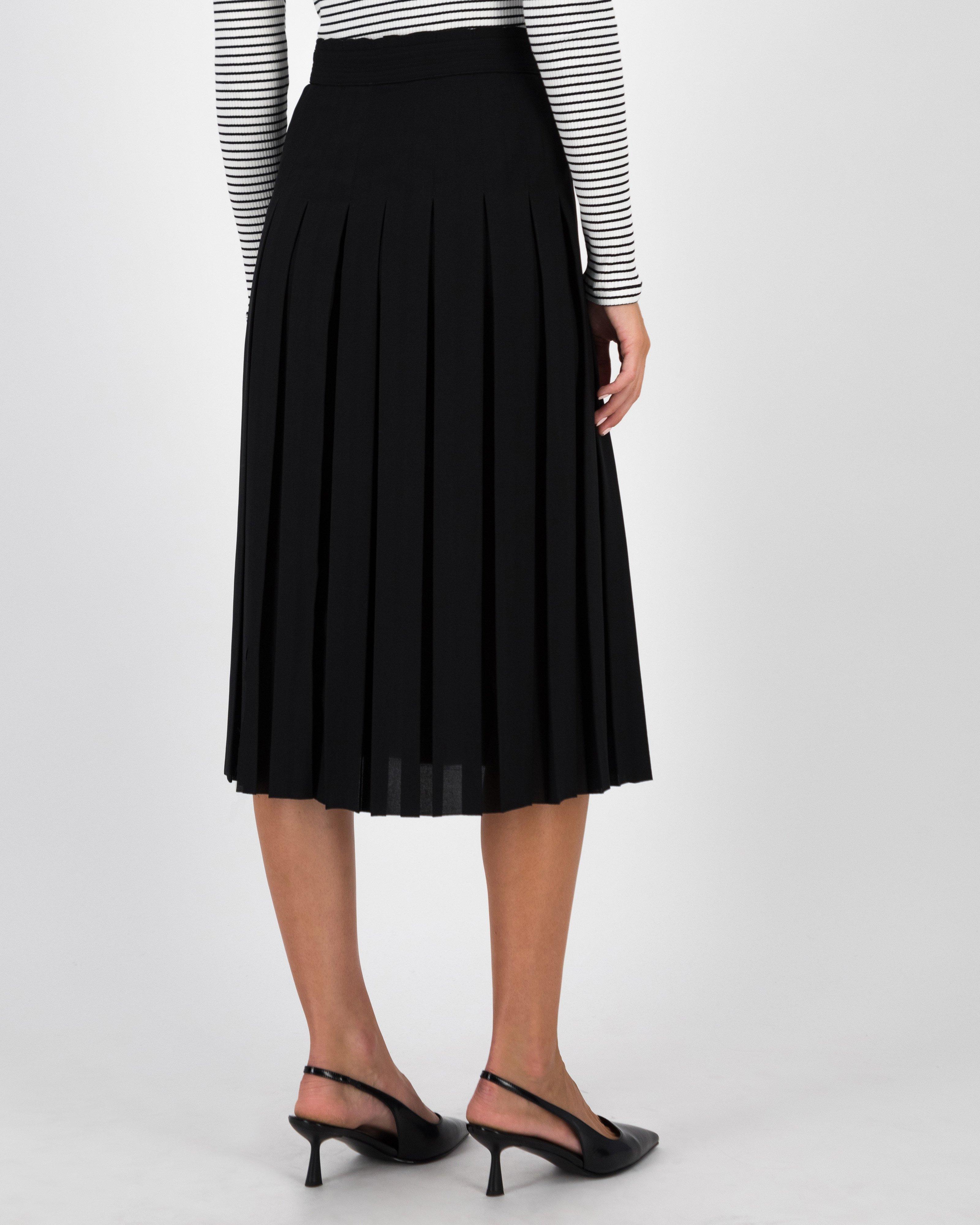 Burcu Belted Pleated Skirt -  Black