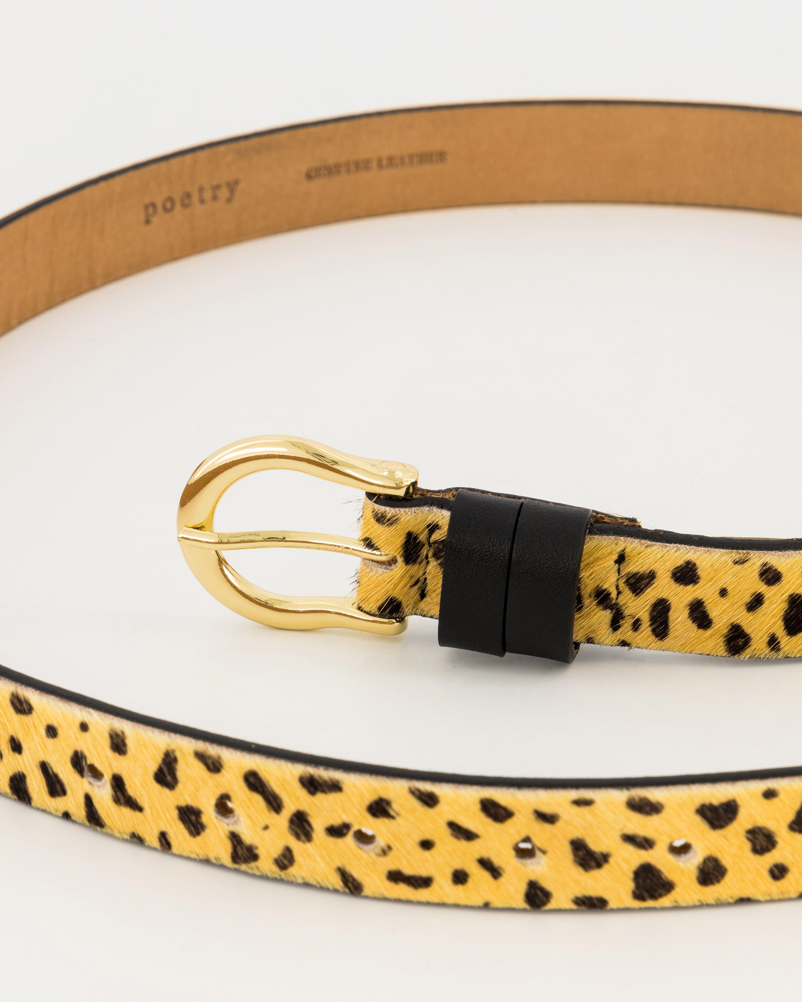 Rayya Metallic Animal Print Belt -  Brown