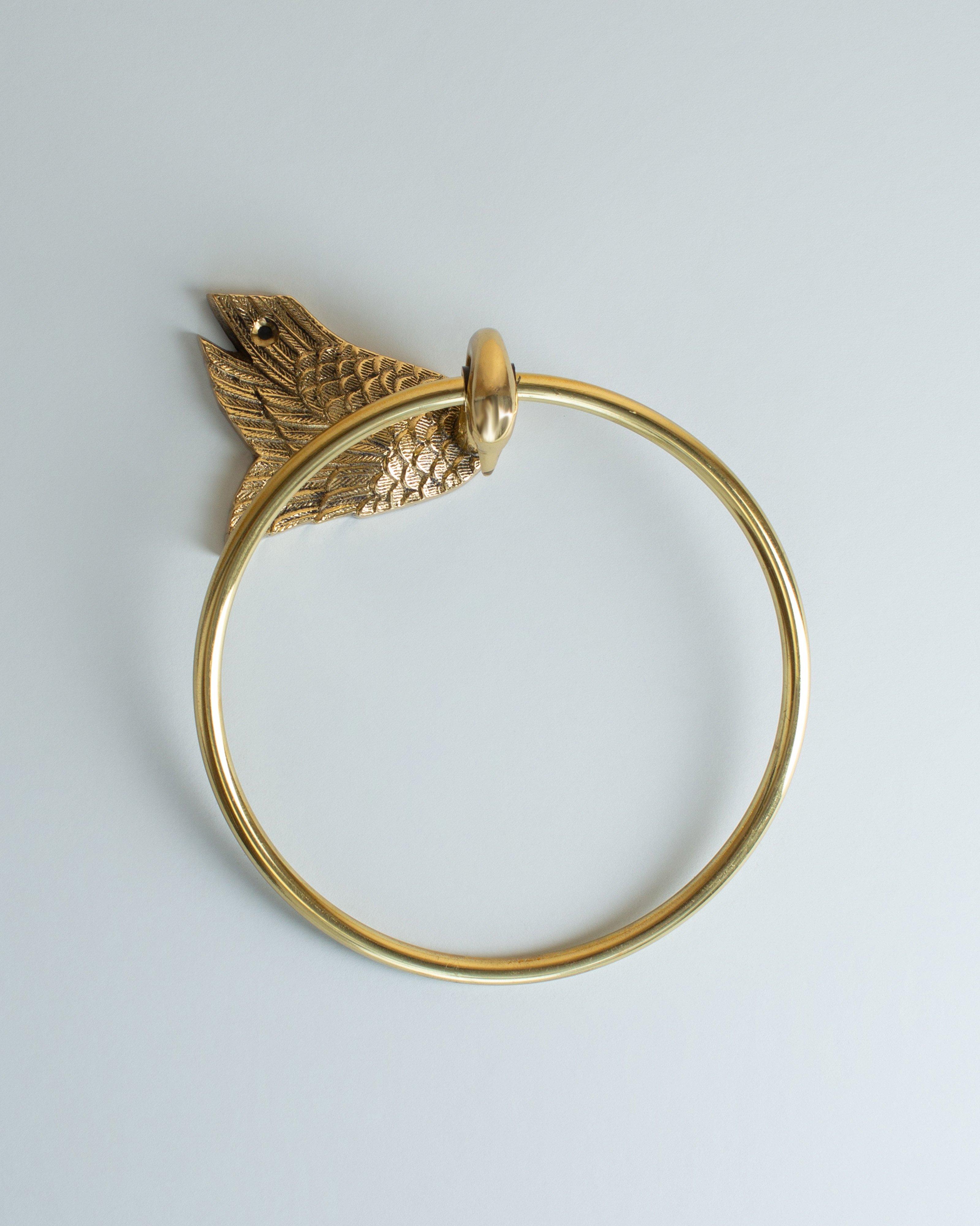 Swan Solid Brass Towel Ring -  Gold