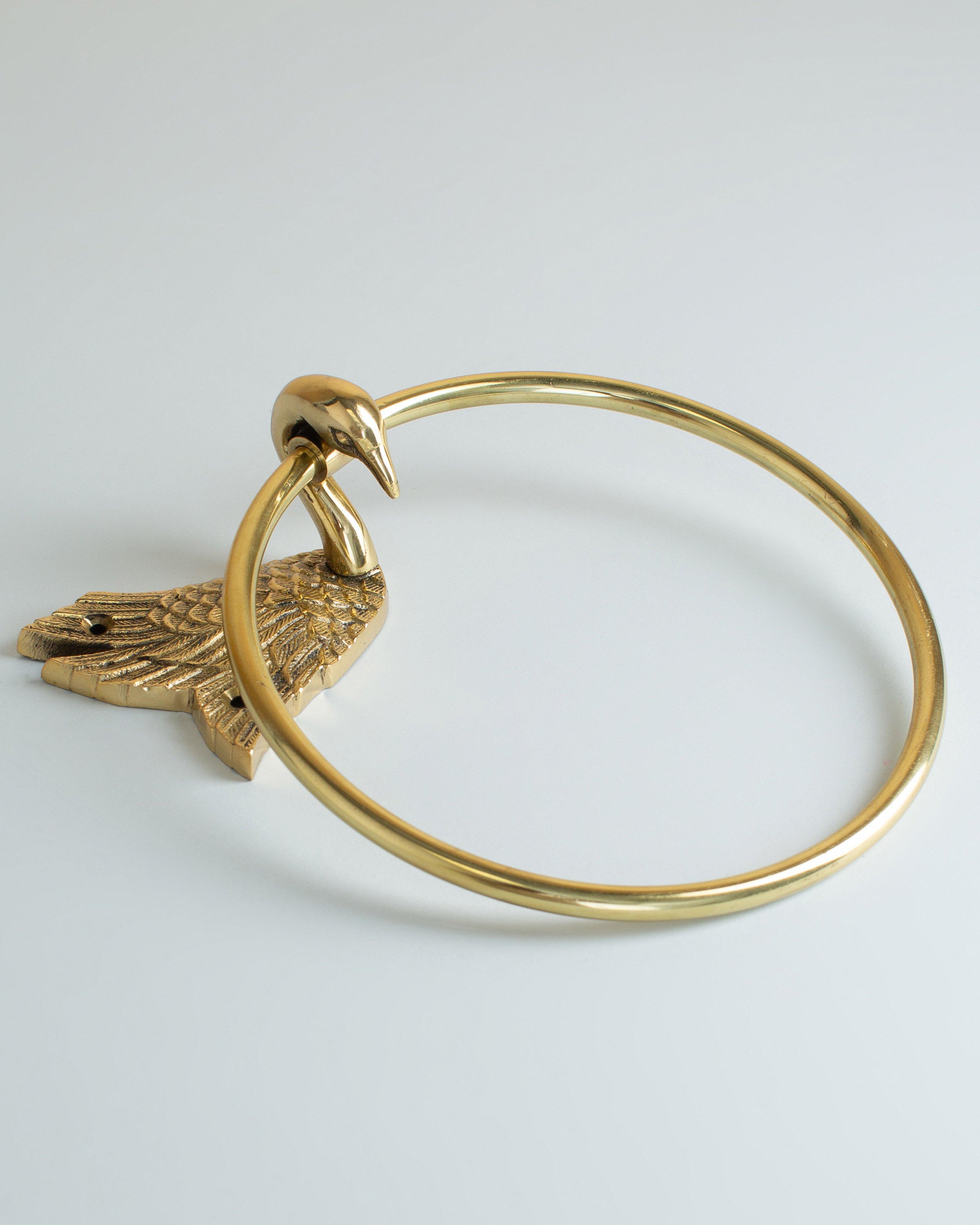 Swan Solid Brass Towel Ring -  Gold