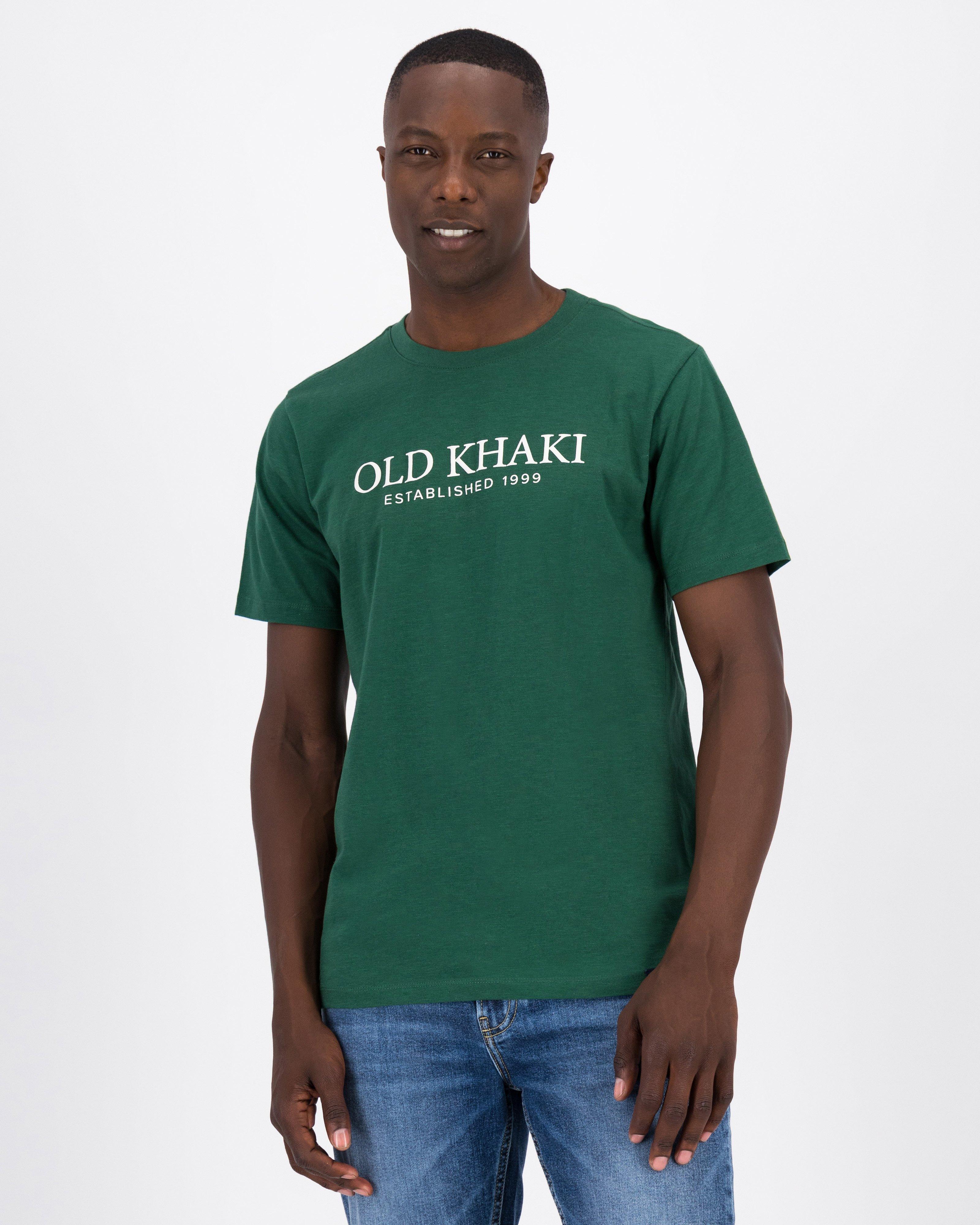 Men’s Archie Slub Cotton Standard Fit T-Shirt -  Dark Green