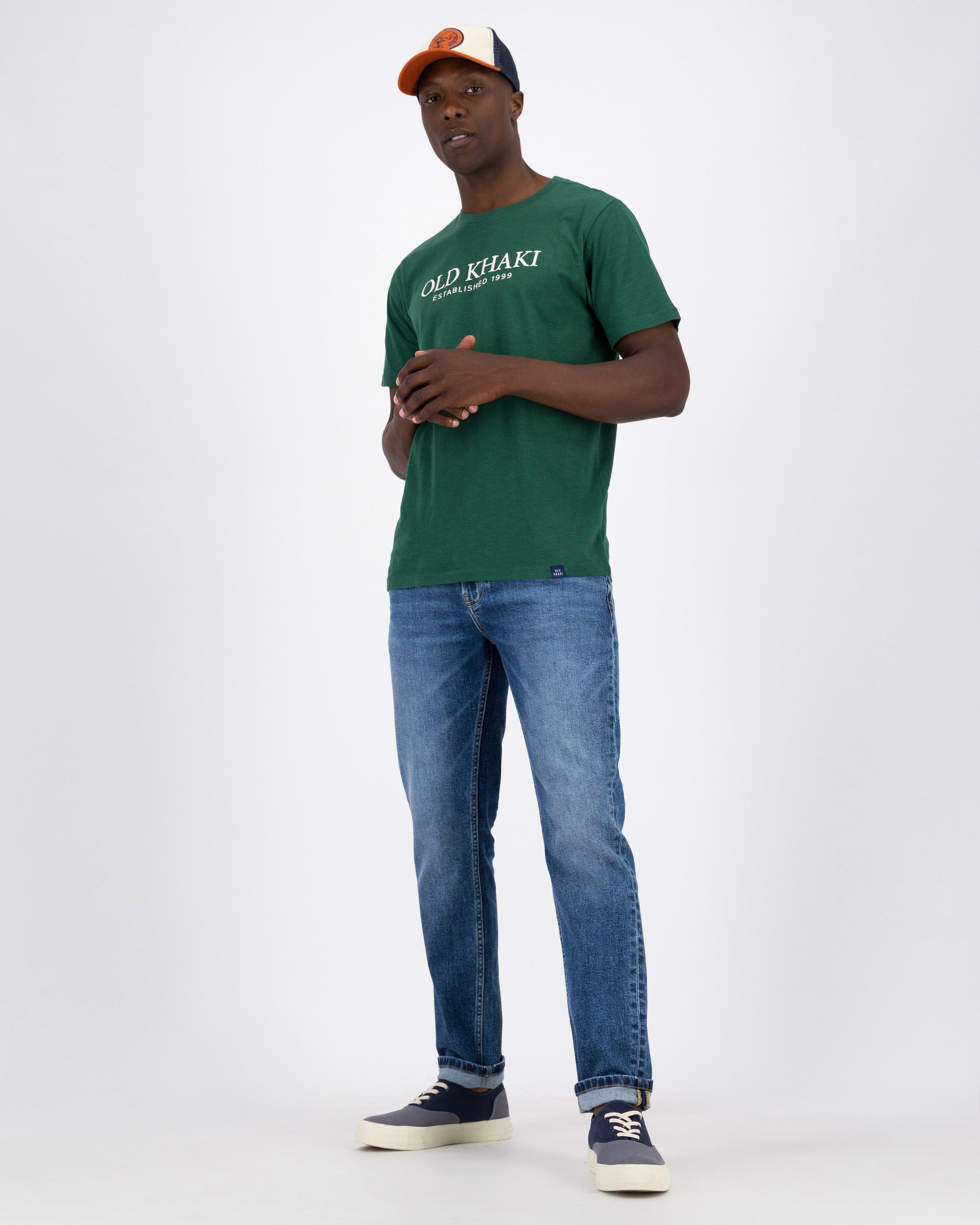Men’s Archie Slub Cotton Standard Fit T-Shirt -  Dark Green