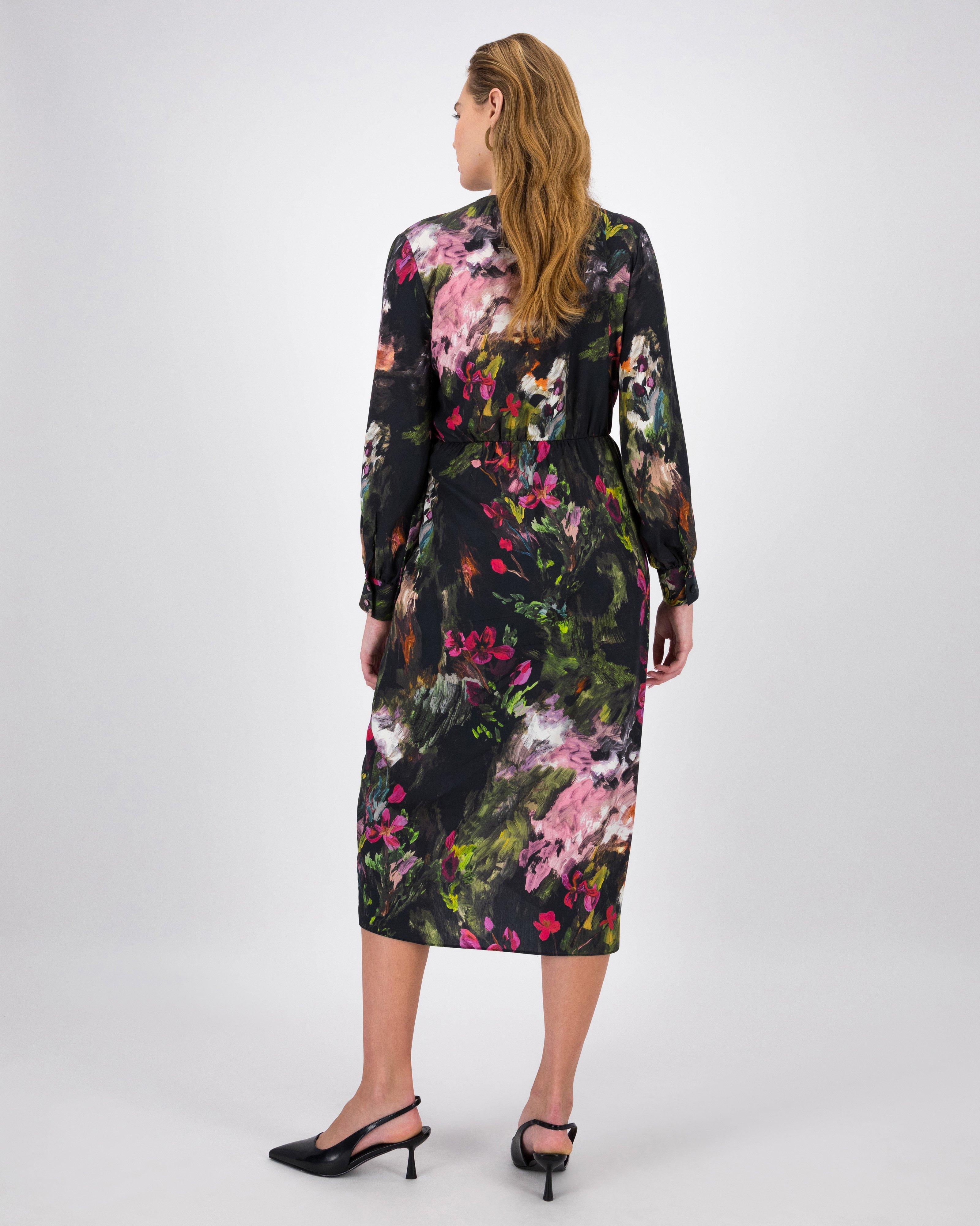 Adiel Printed Wrap Dress -  Navy