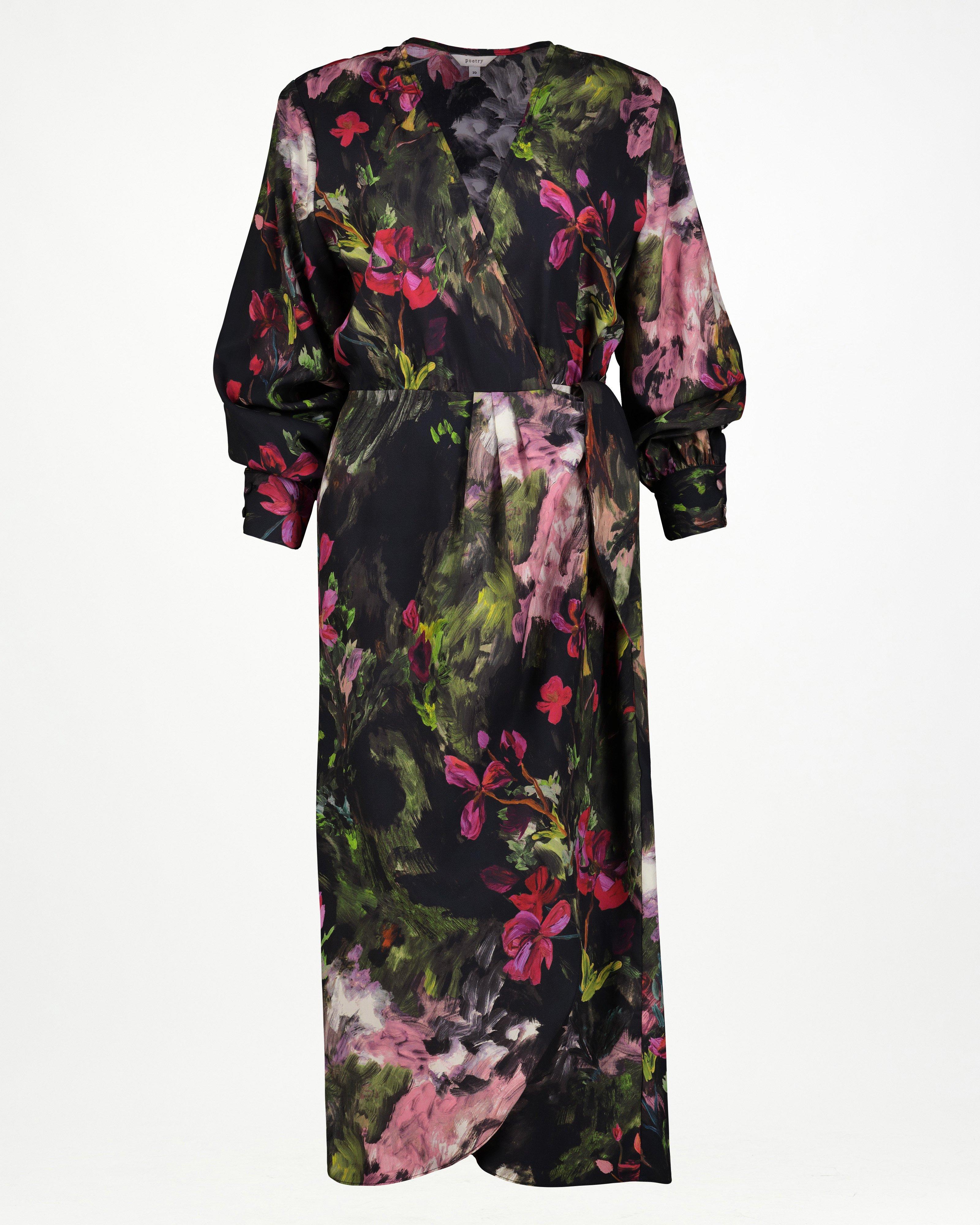 Adiel Printed Wrap Dress -  Navy