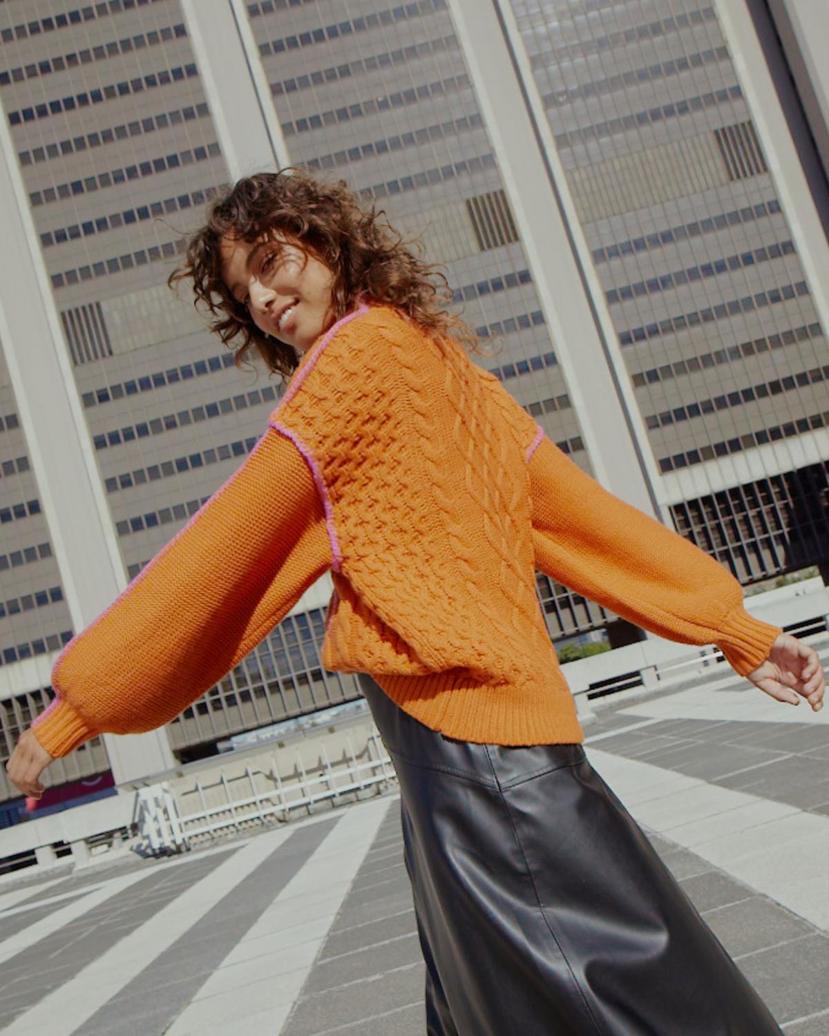 Rania Cable Knitwear -  Orange