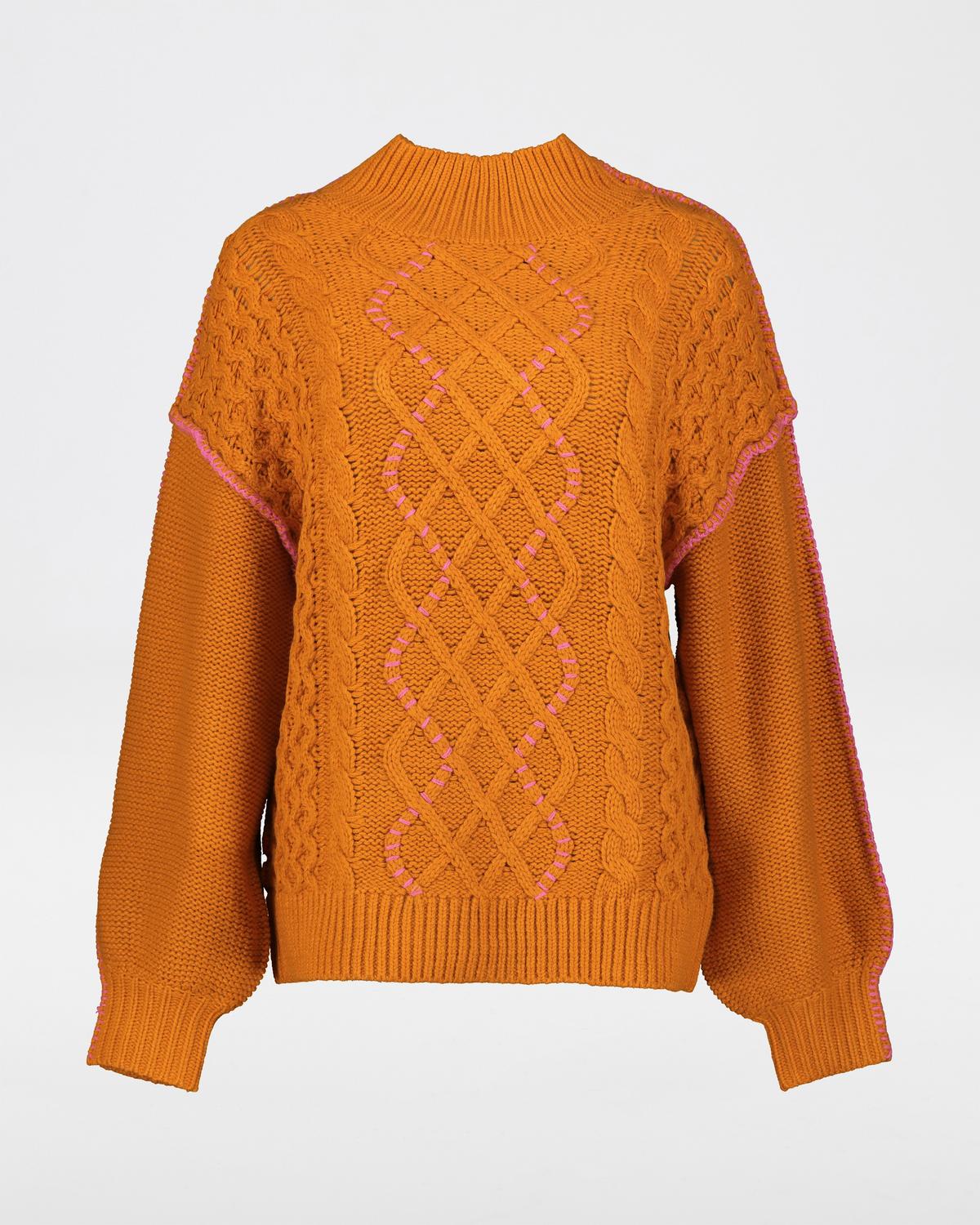 Rania Cable Knitwear -  Orange