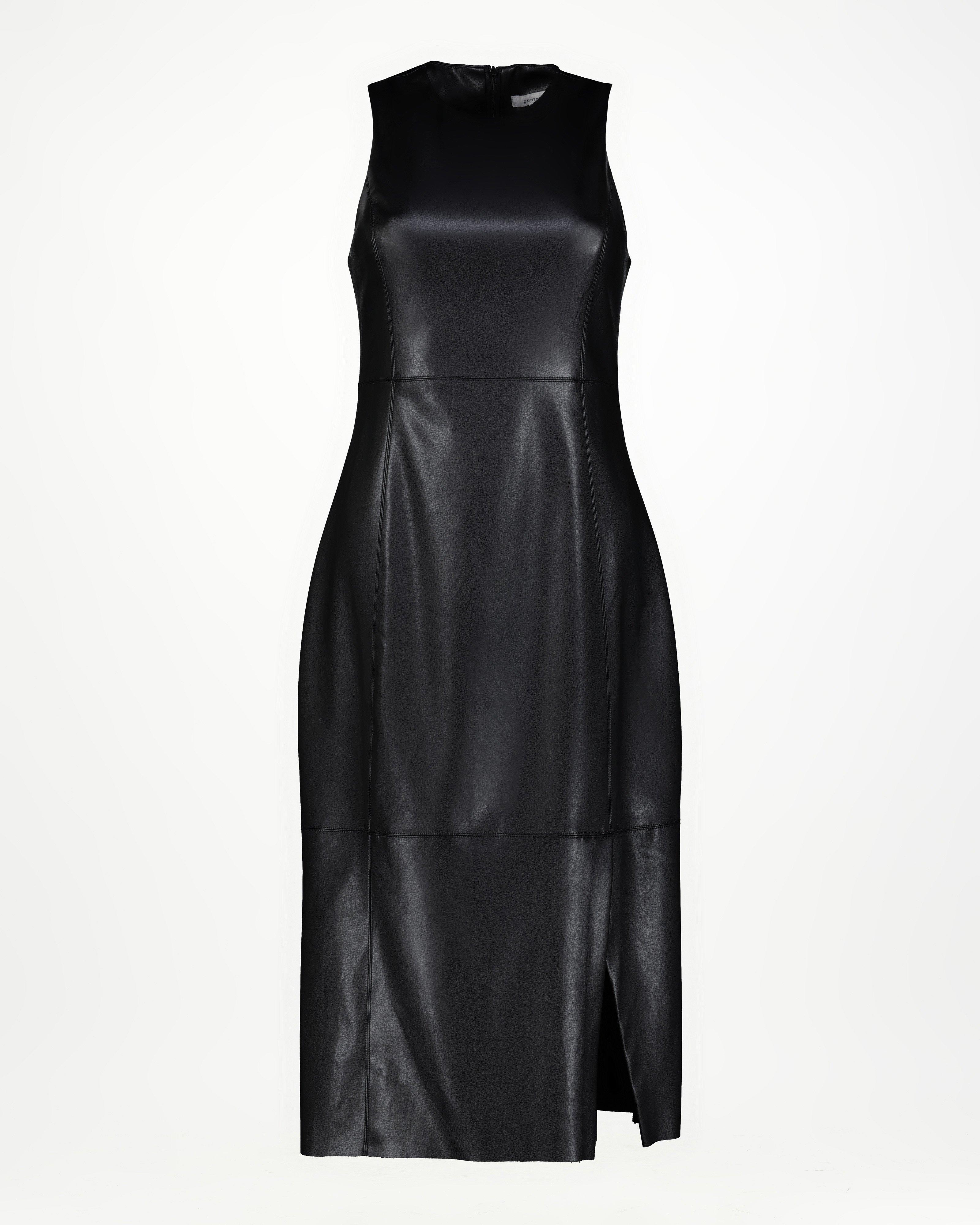 Zonke Faux Leather Dress -  Black