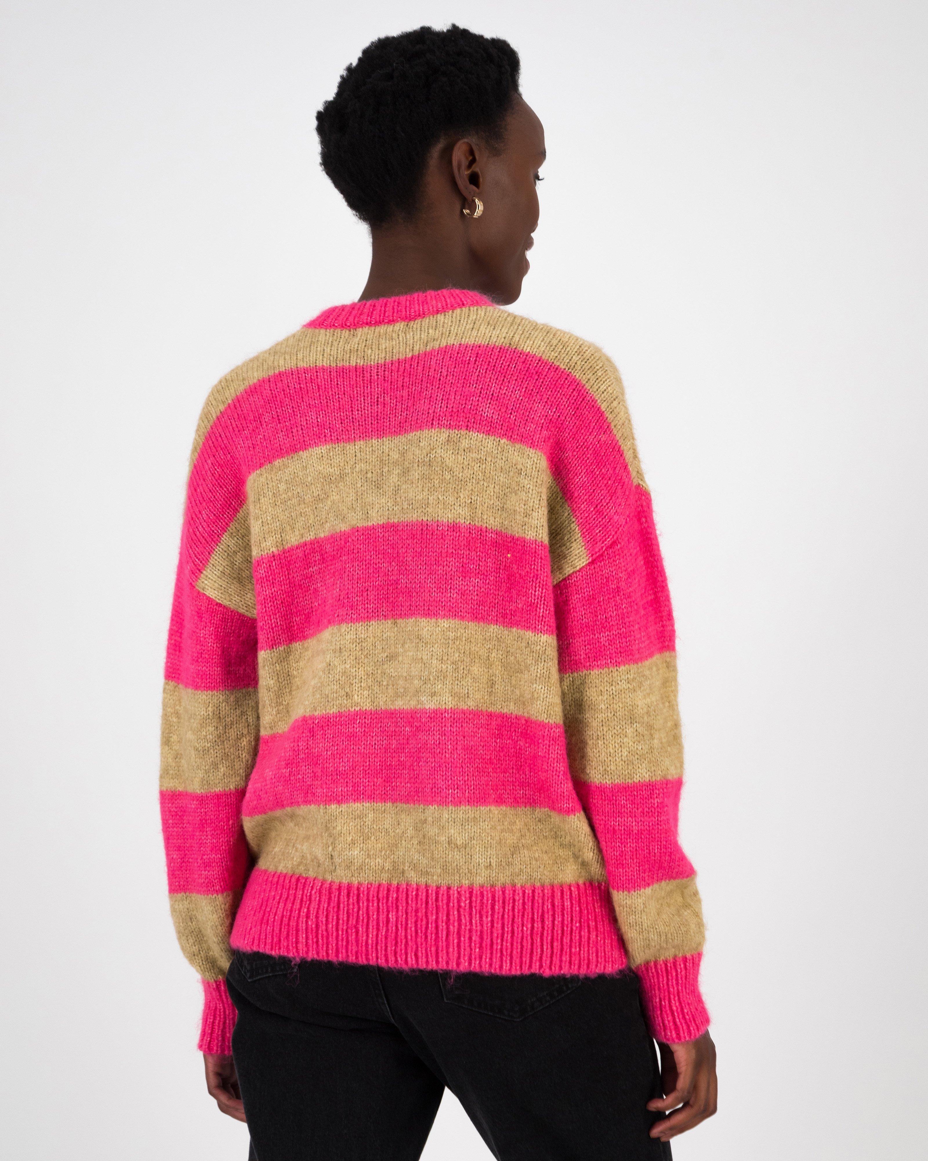 Ahrin Stripe Jumper -  Pink