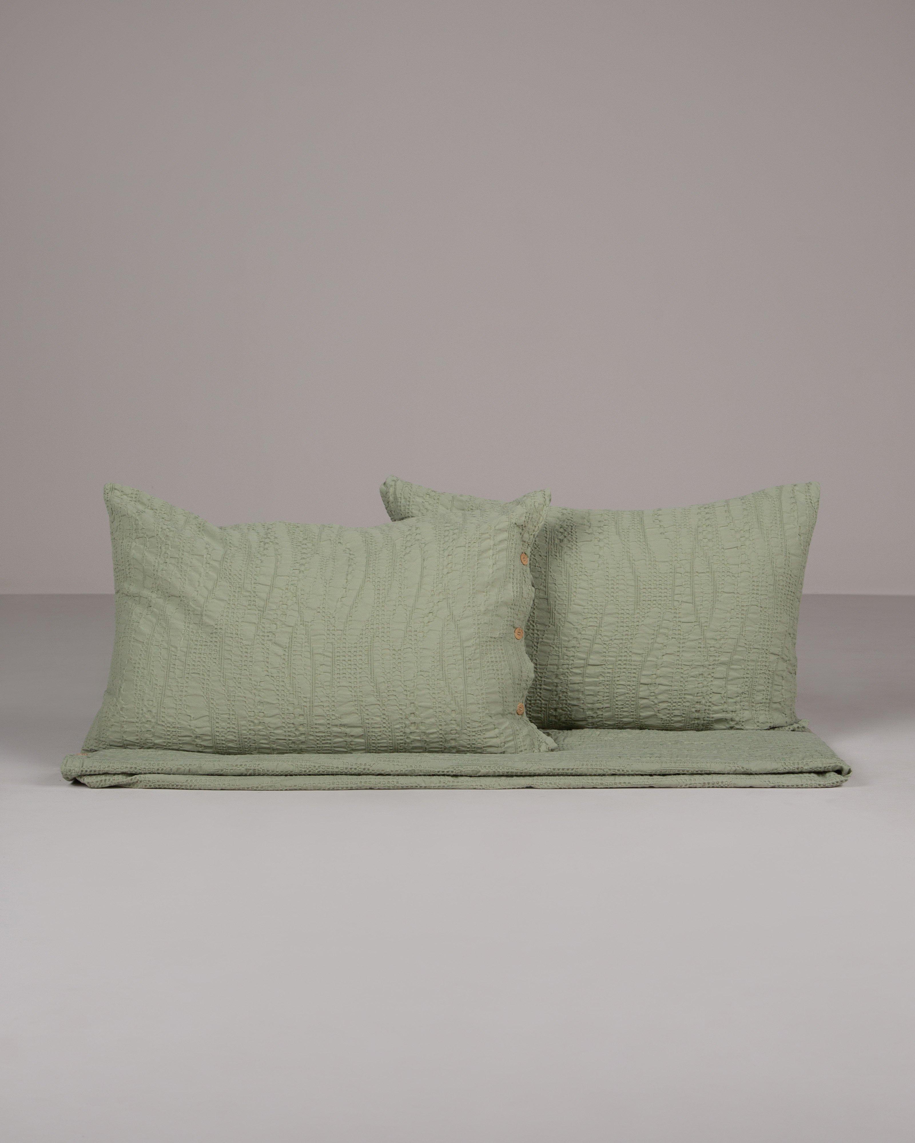 Favo Textured Queen Bedding Set -  Sage