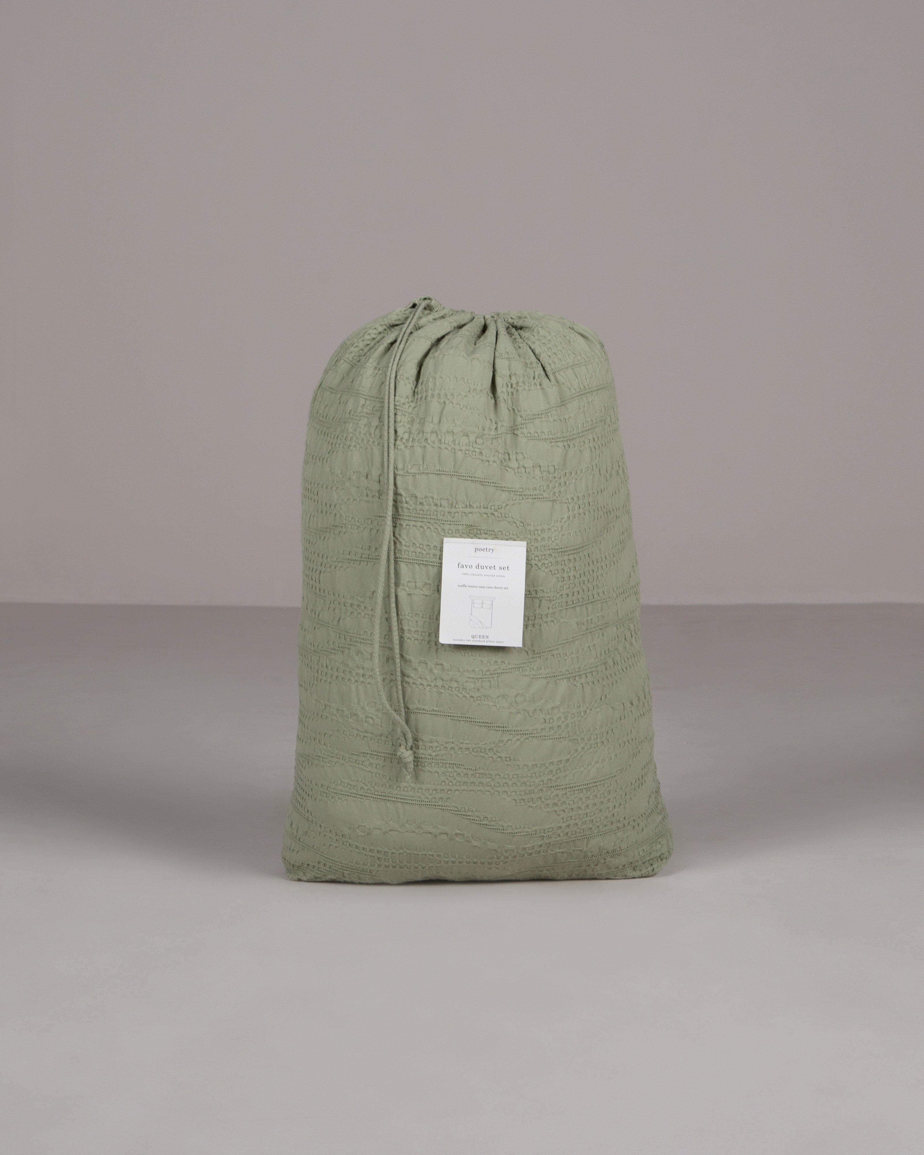Favo Textured Queen Bedding Set -  Sage