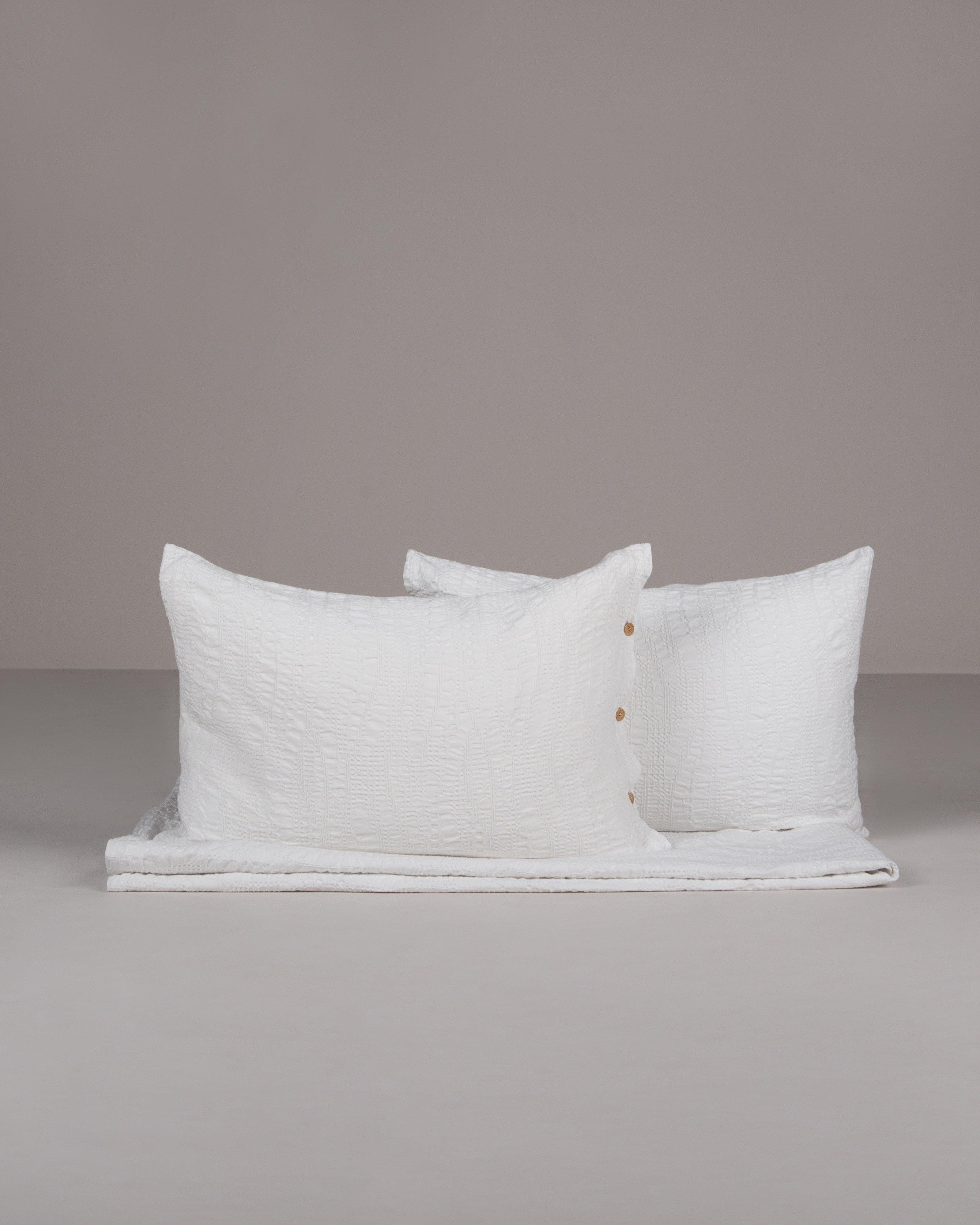 Favo Textured King Bedding Set -  White