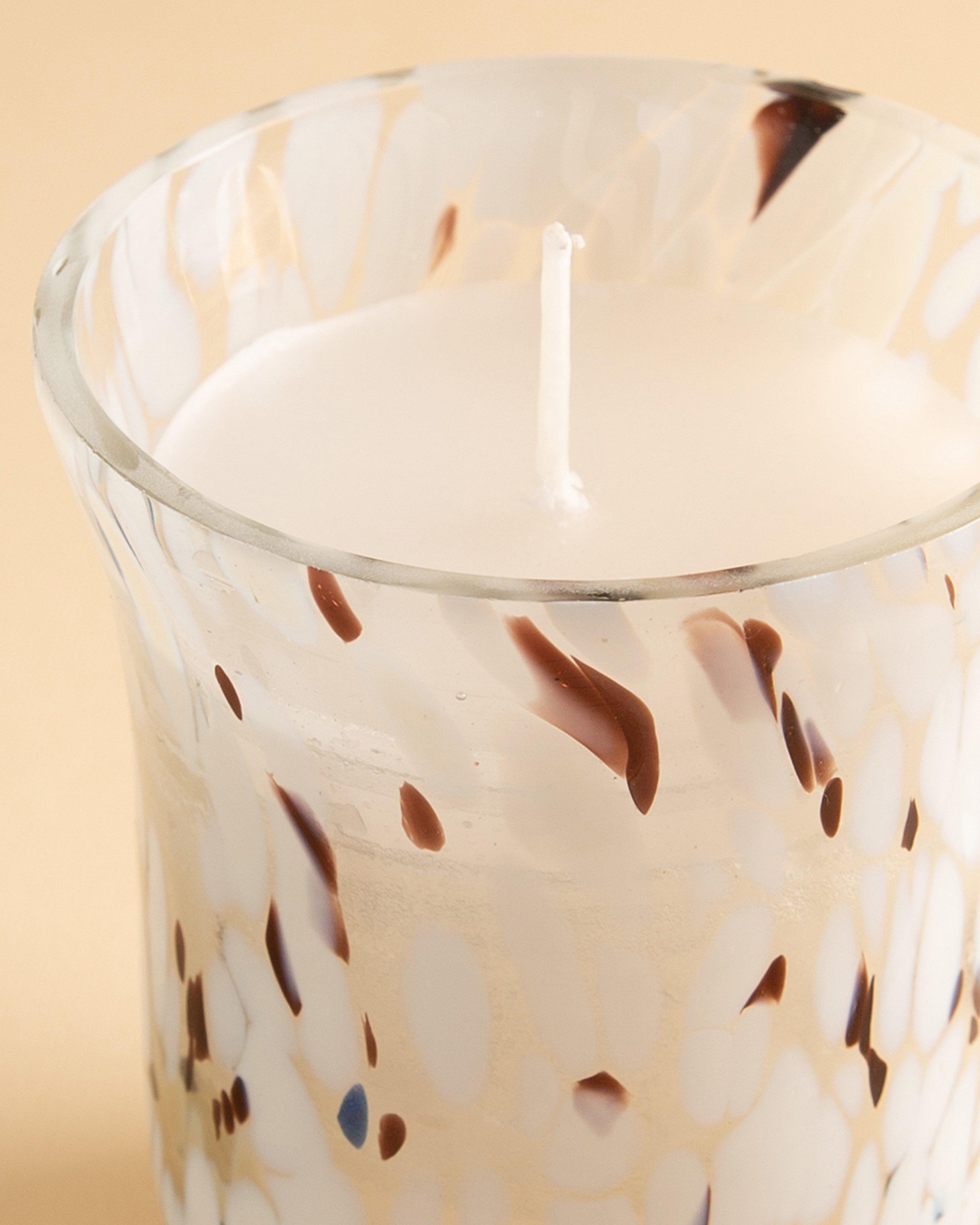 Speckle Short Candle -  White