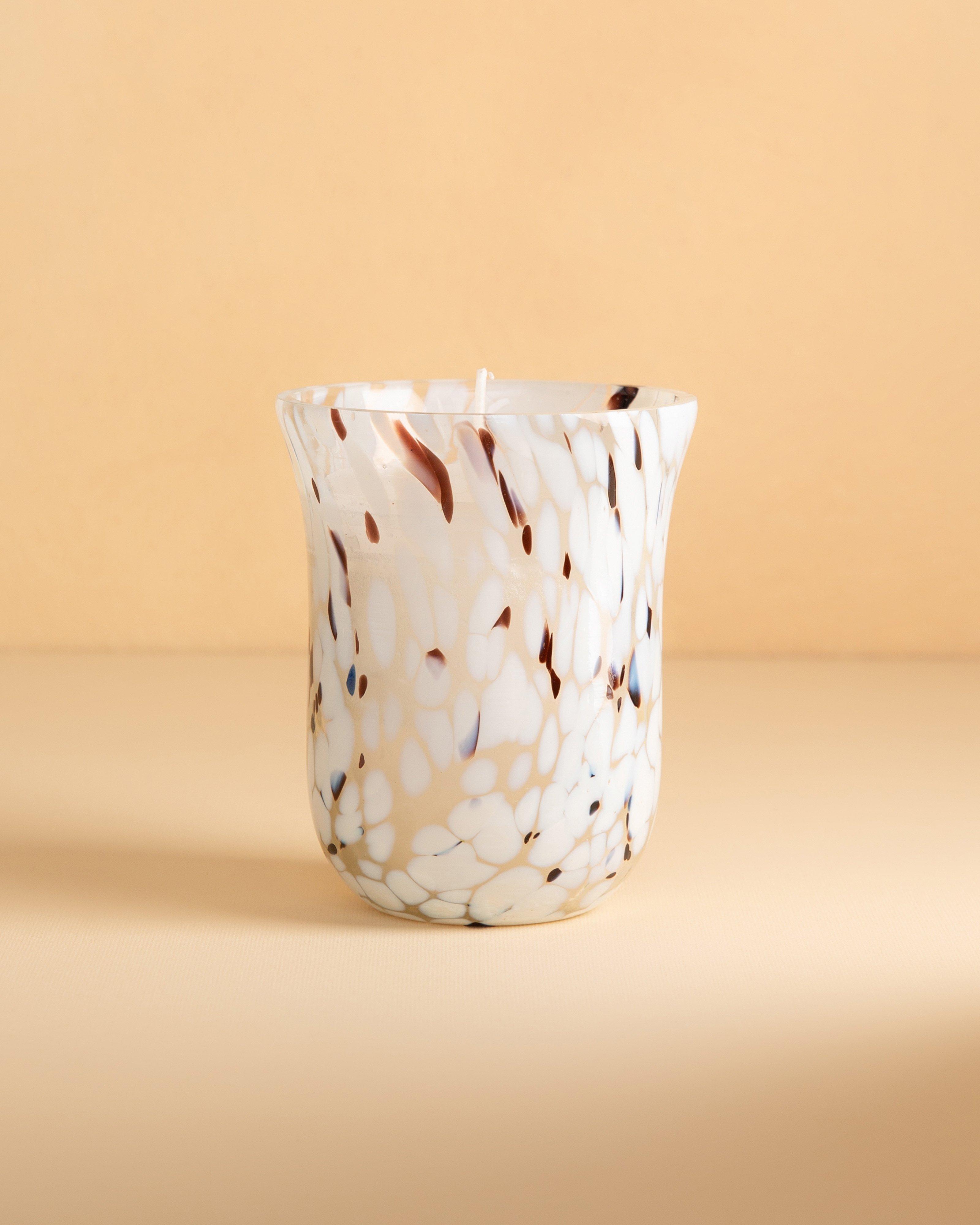 Speckle Short Candle -  White