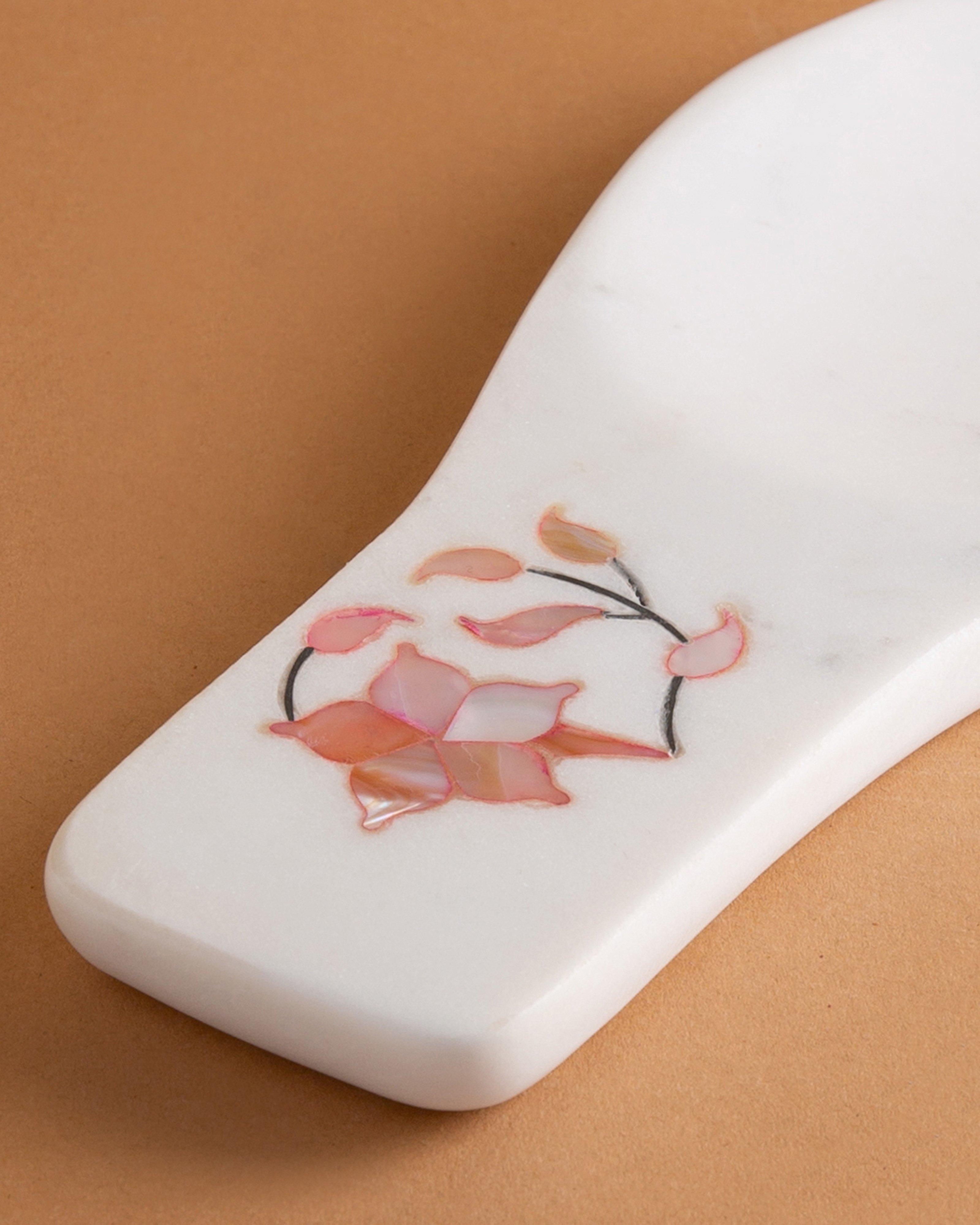 Pink Mother of Pearl Inlay Spoon Rest -  White