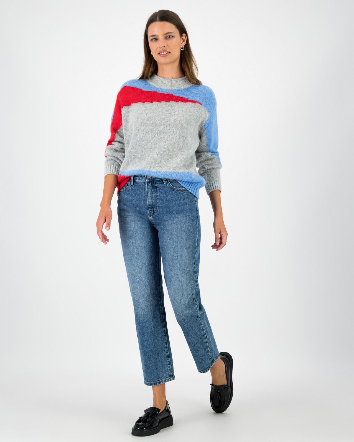 Lana Colour Block Knitwear -  Grey