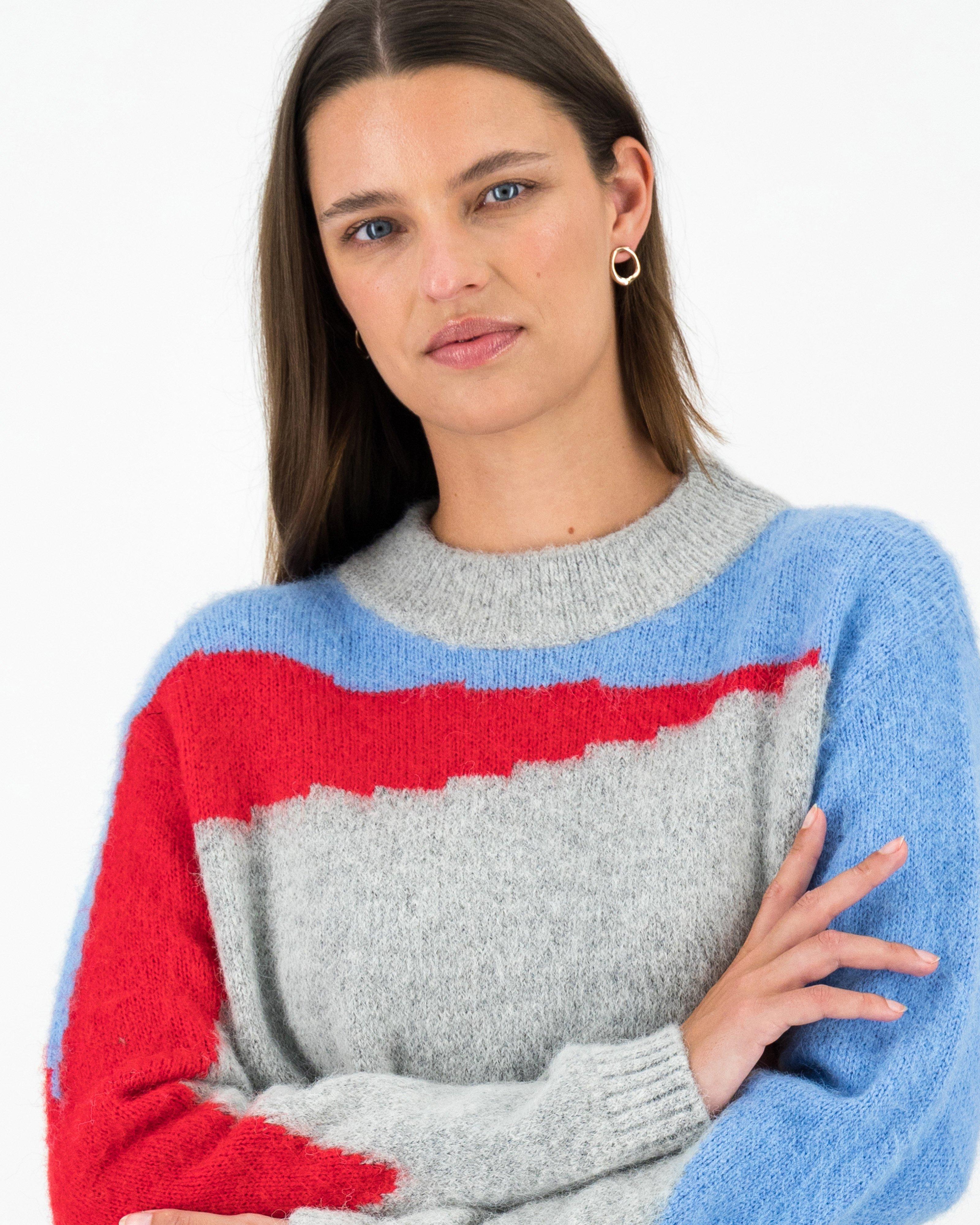 Lana Colour Block Knitwear -  Grey