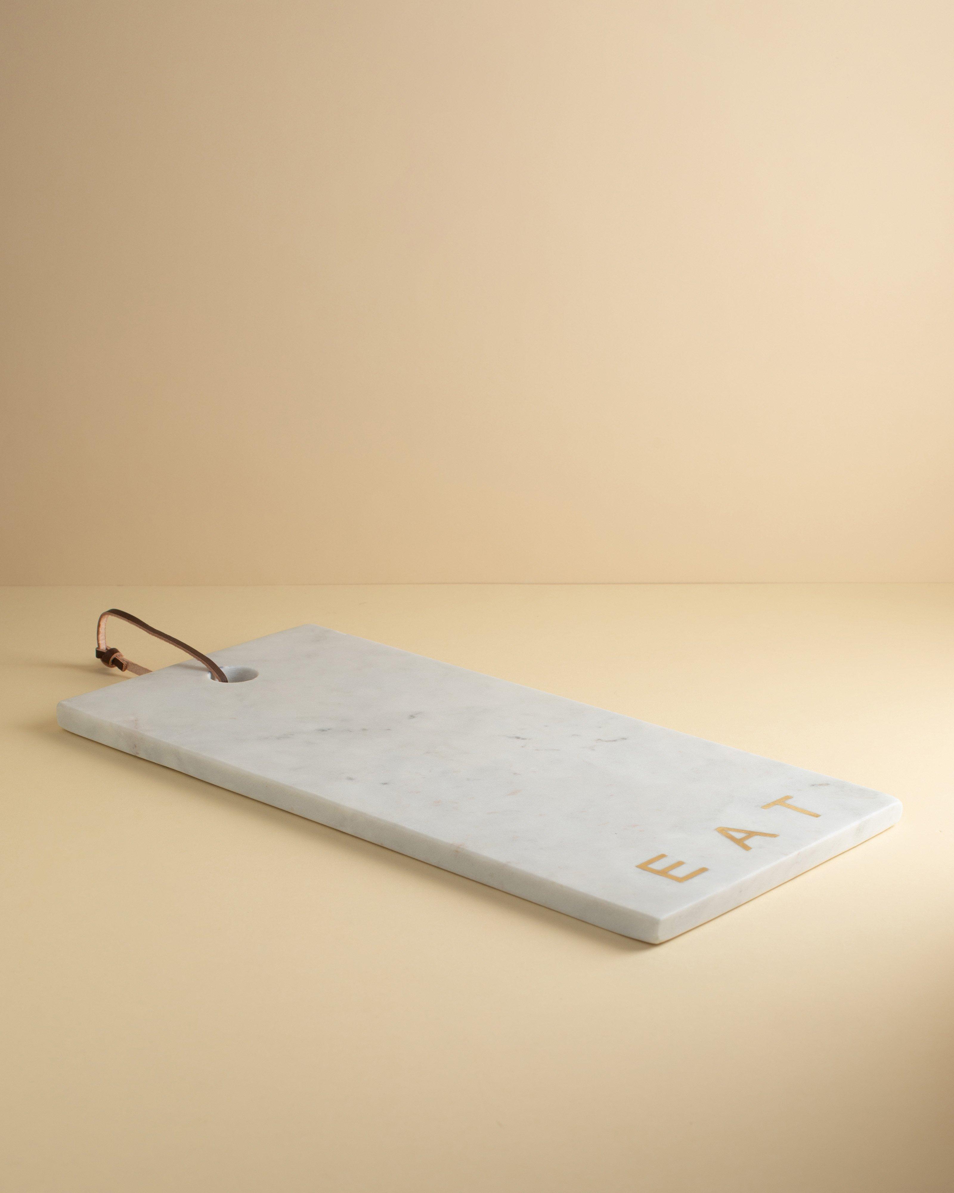 Marble Board with Leather Loop -  White