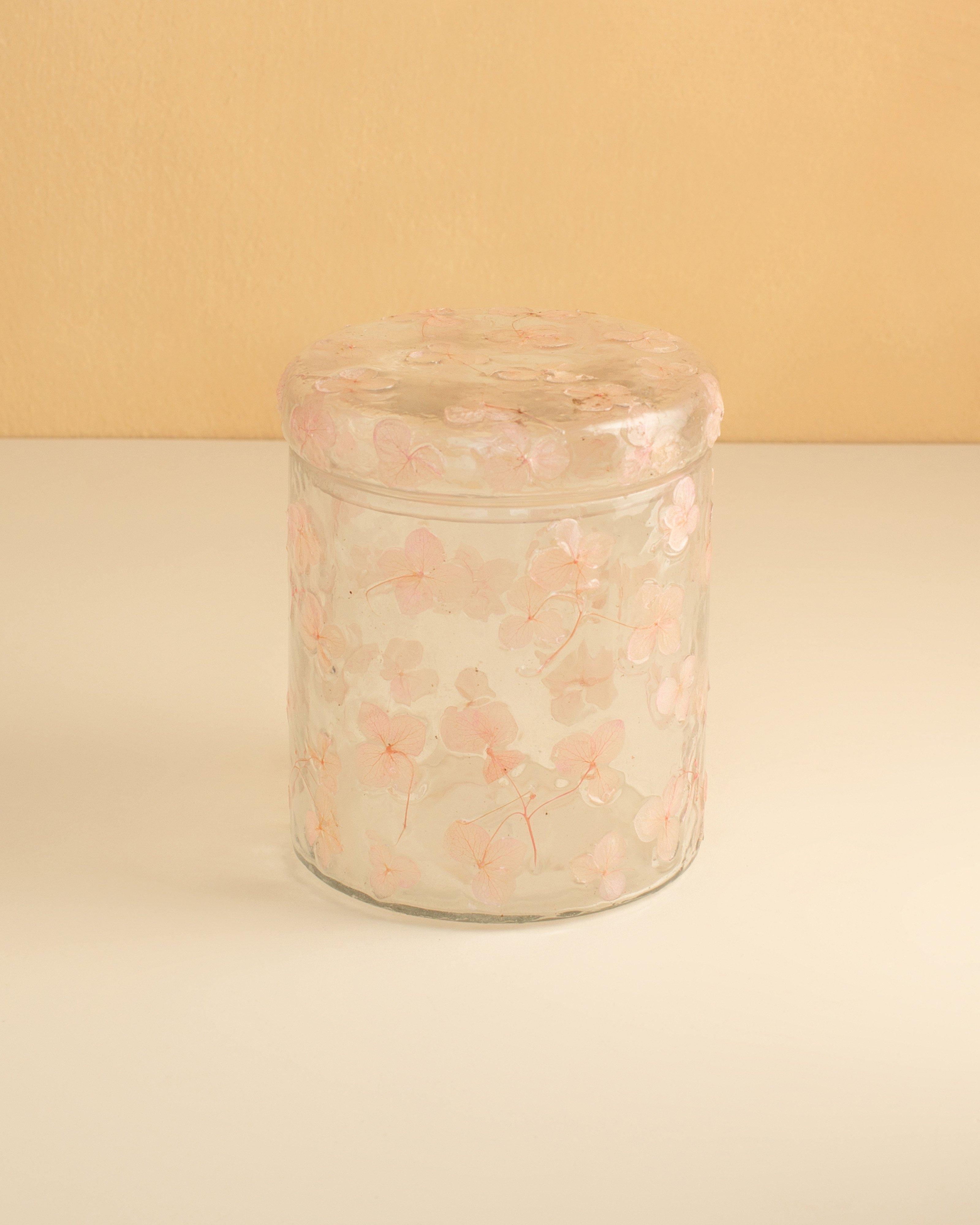 Pressed Flower Medium Storage Jar -  Milk