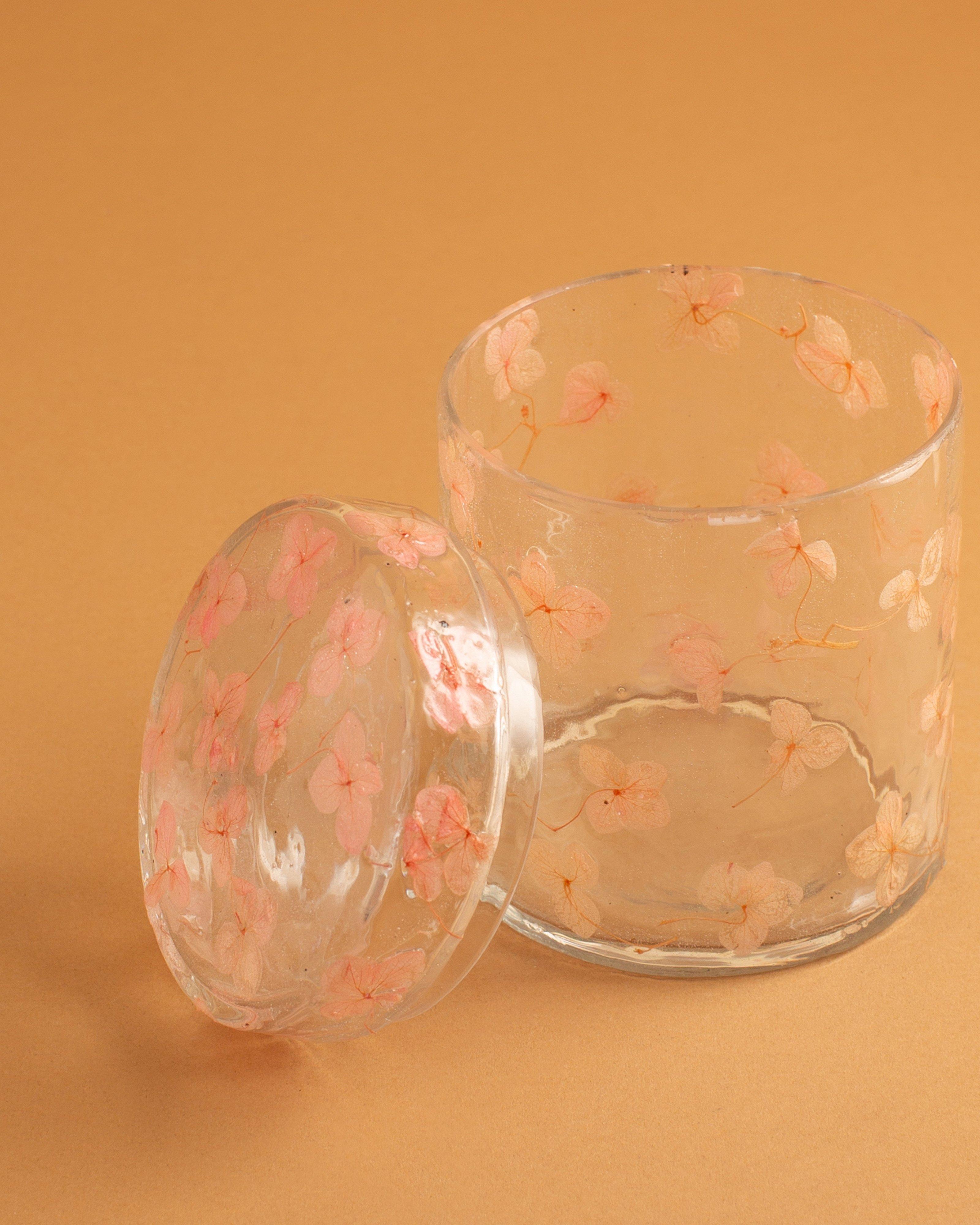 Pressed Flower Small Storage Jar -  Milk