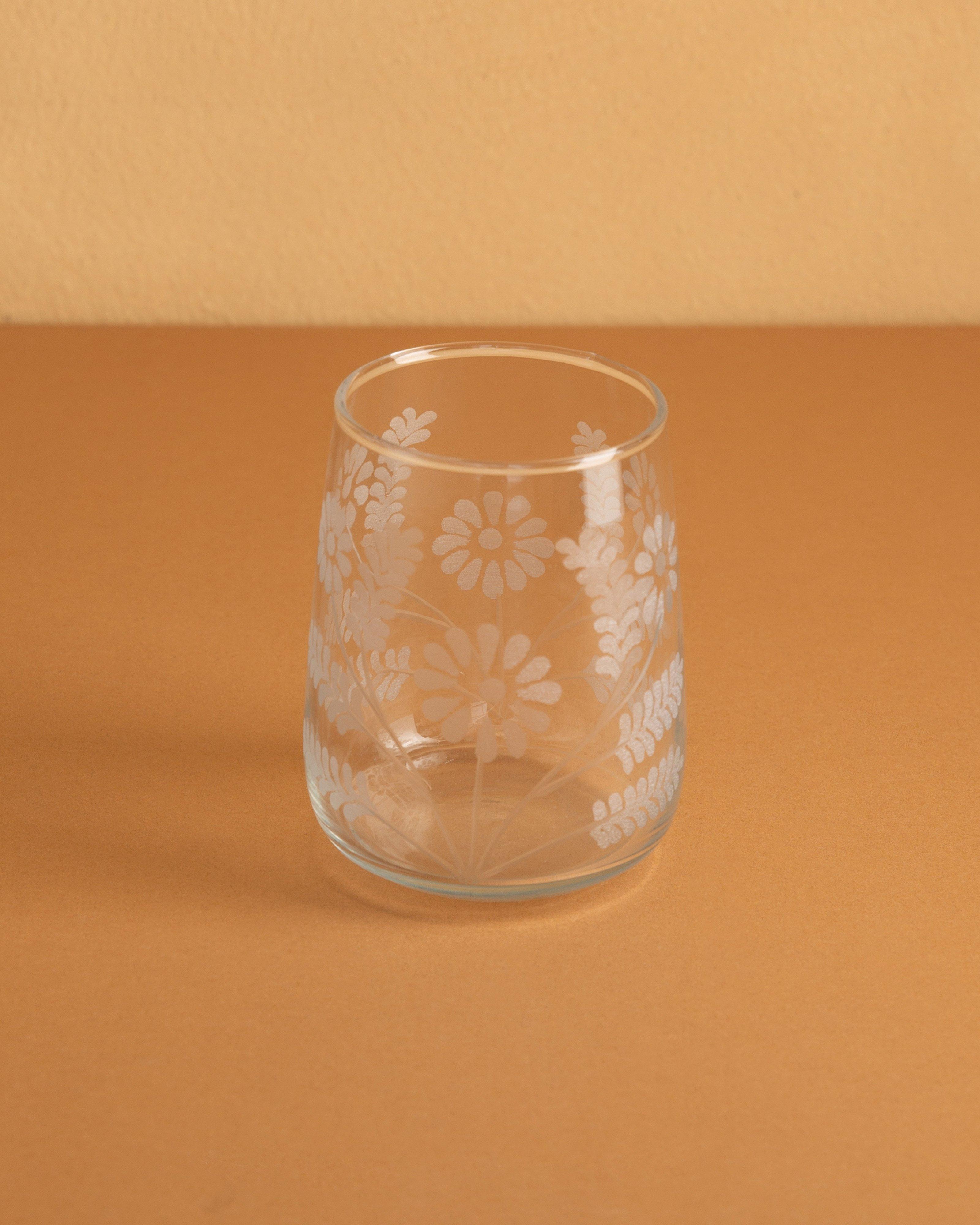 Etched Floral Tumbler -  No Colour