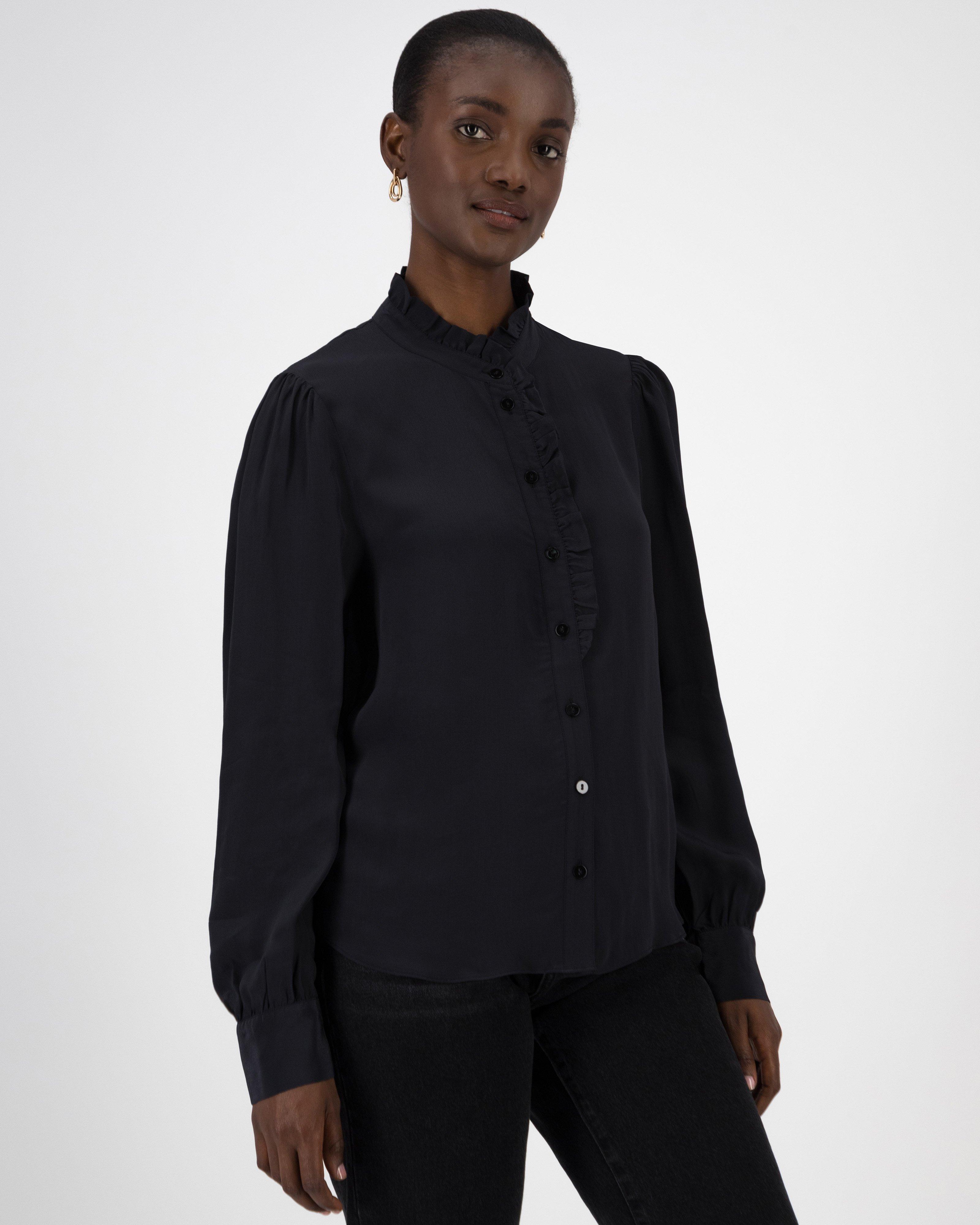 Brianna Feminine Blouse -  Black